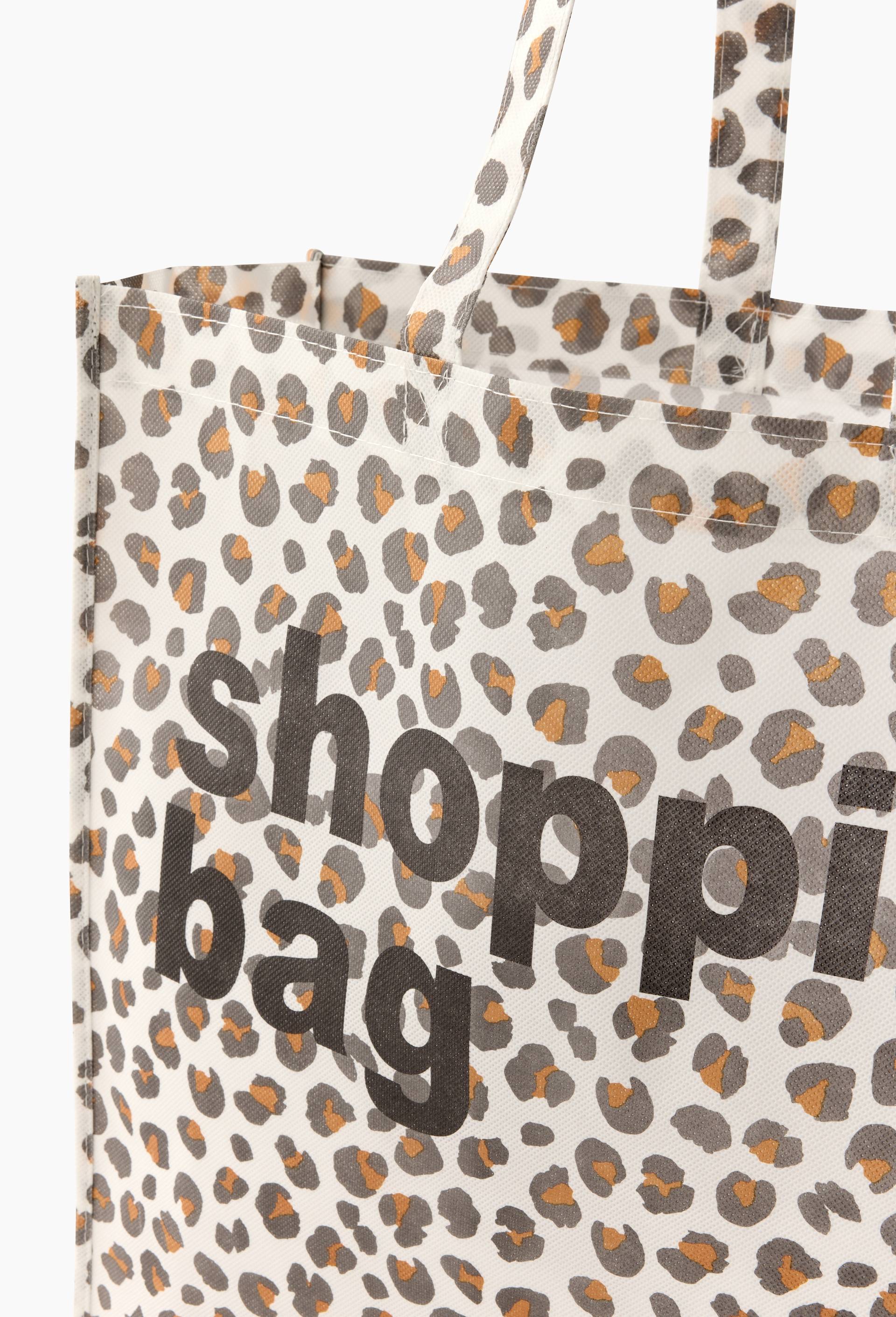 Sac shopping bag imprim&eacute; l&eacute;opard, 45*14*40cm, en polypropyl&egrave;ne non tiss&eacute;, Brun clair, large image number 1