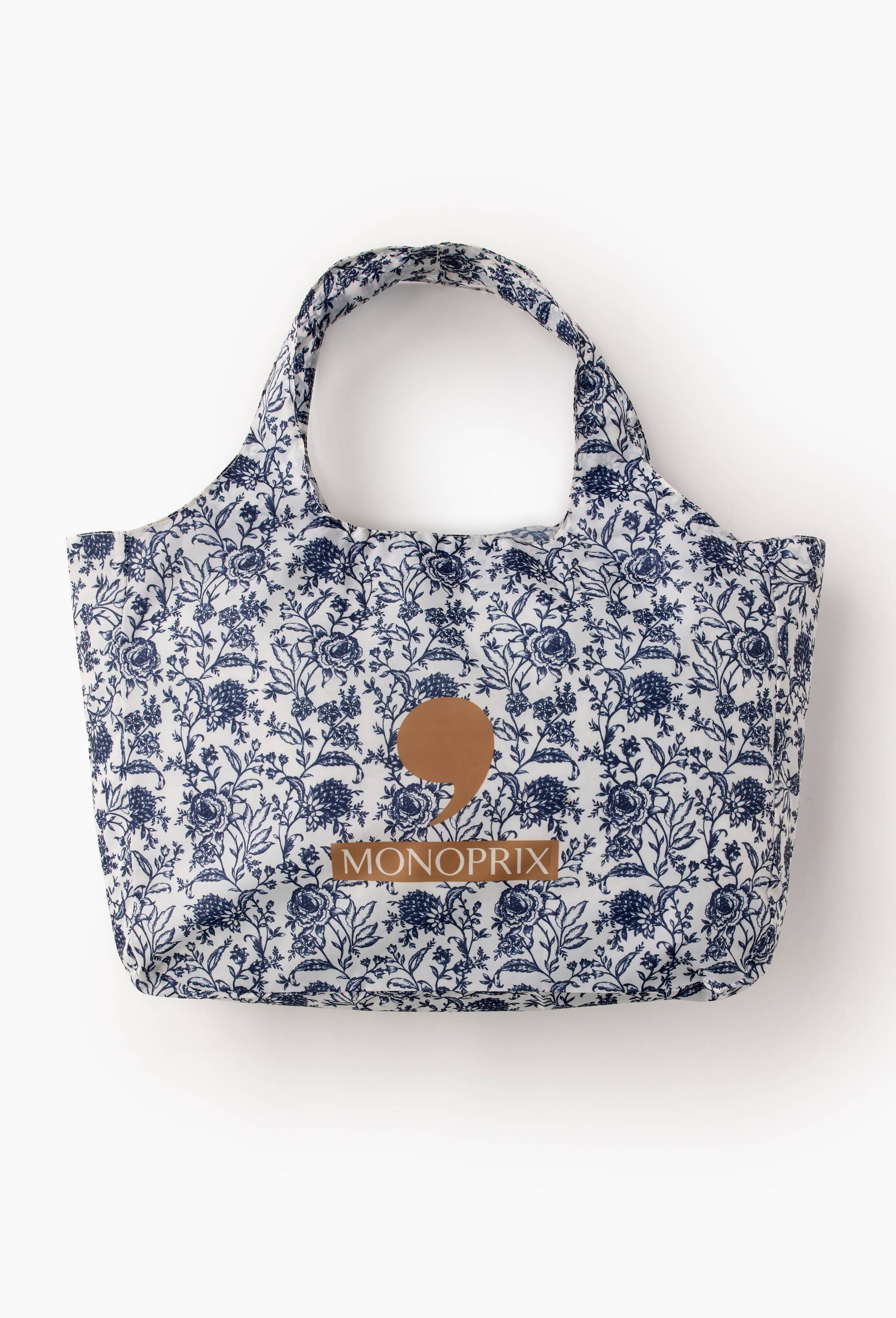 Sac dd fleur blanc et bleue, en polyester recycl&eacute; ,40x11x30cm, Multicolore, large image number 0