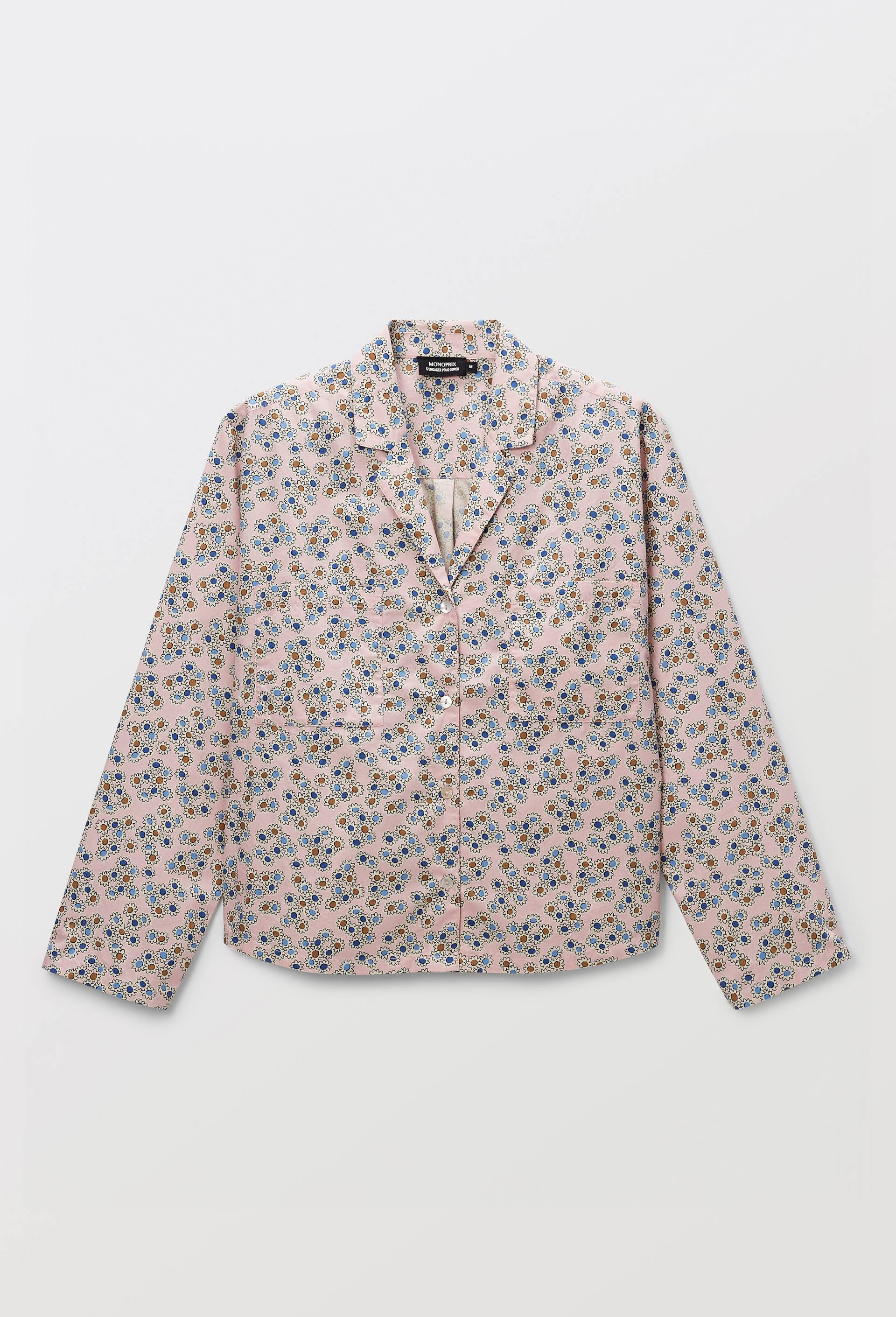 Chemise de pyjama imprim&eacute;e en coton BIO GOTS, Rose, large image number 3