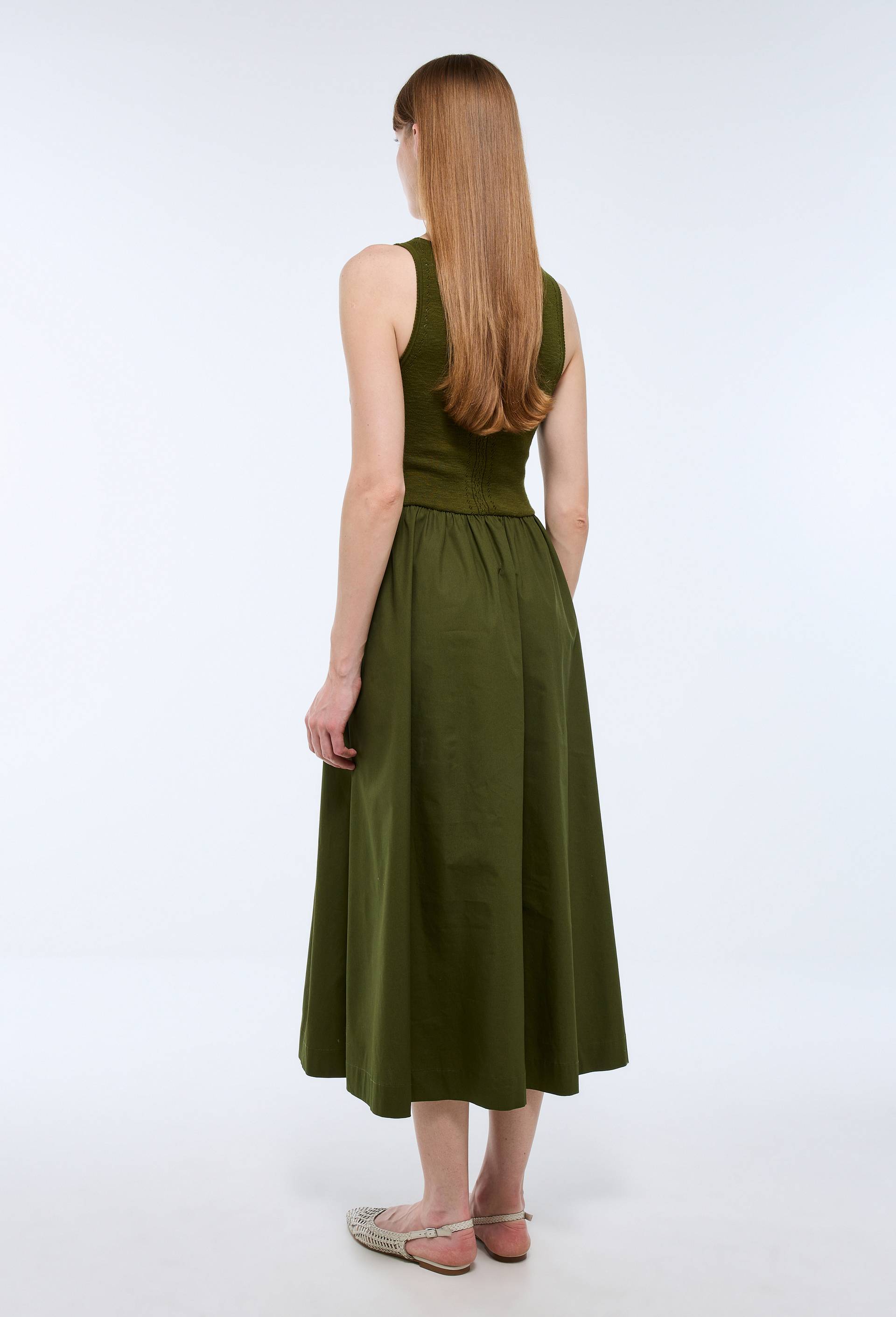 Robe d&eacute;bardeur bi-mati&egrave;re en fine maille, Vert fonc&eacute;, large image number 1