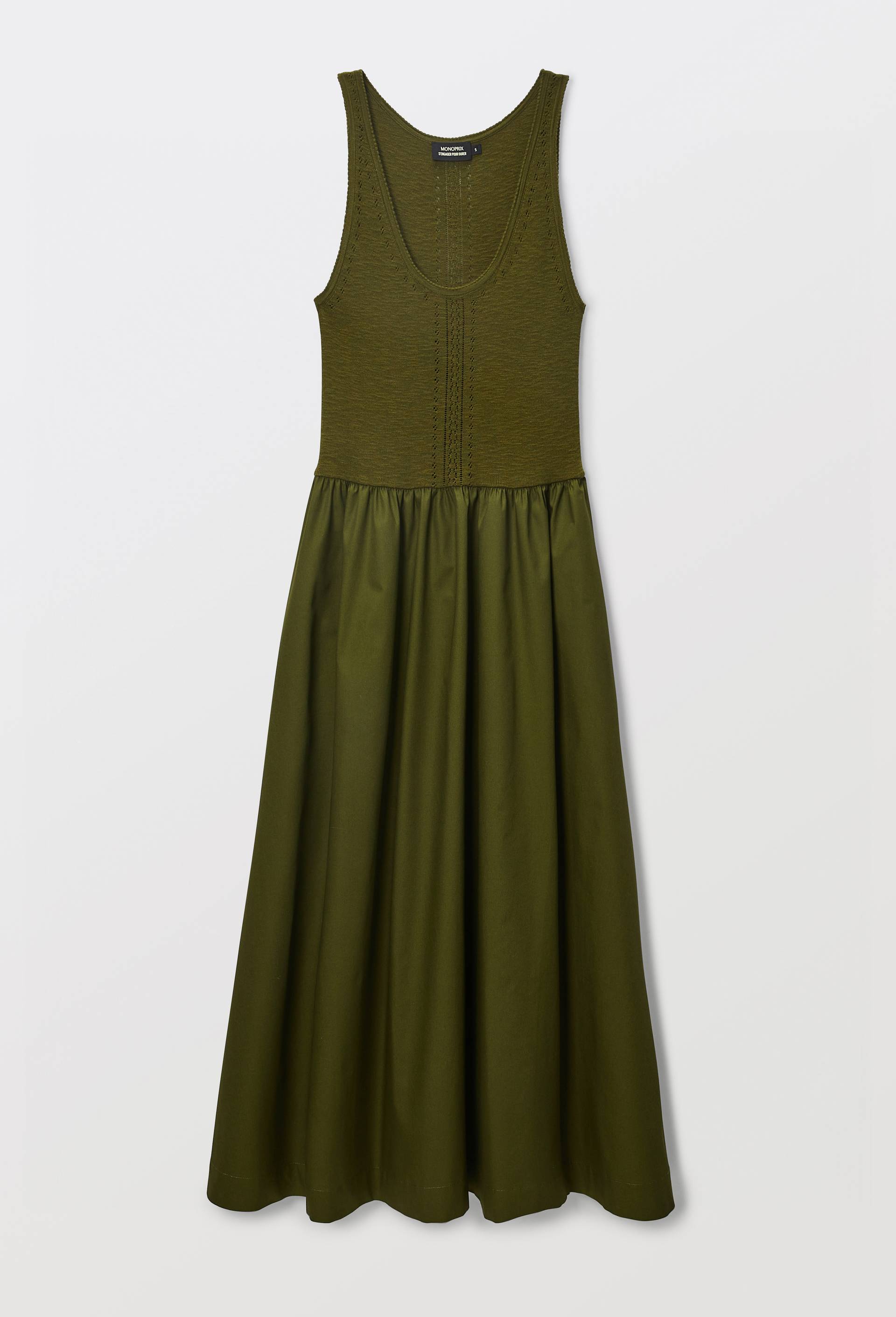 Robe d&eacute;bardeur bi-mati&egrave;re en fine maille, Vert fonc&eacute;, large image number 2.0