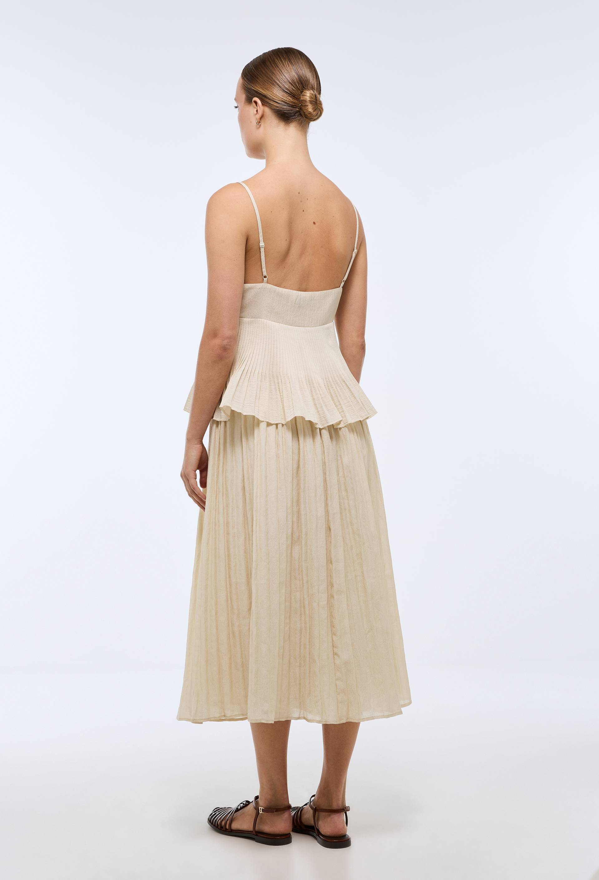 Jupe longue &eacute;vas&eacute;e unie, Beige, large