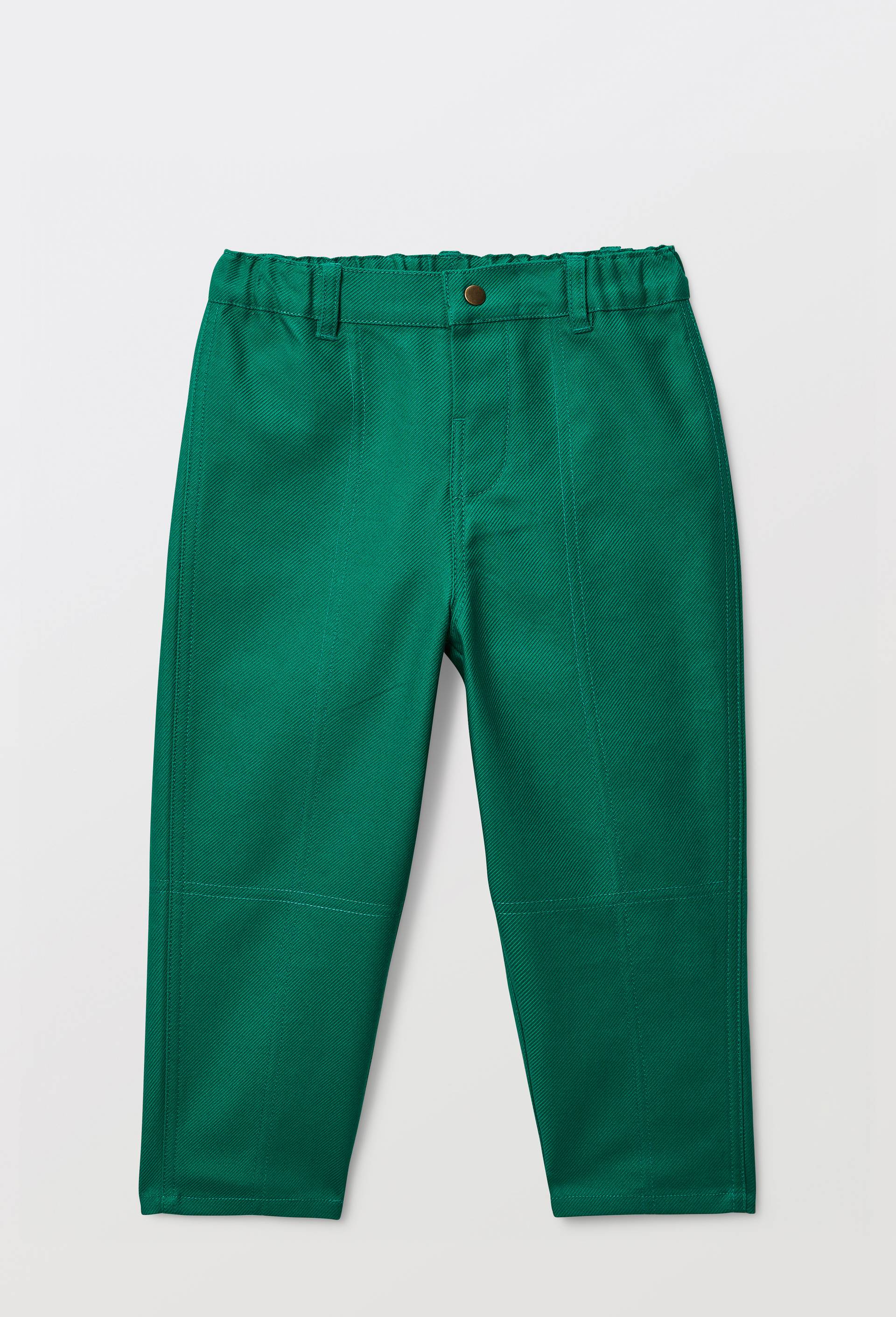 Pantalon taille &eacute;lastique uni en coton BIO GOTS, Vert, large image number 0.0