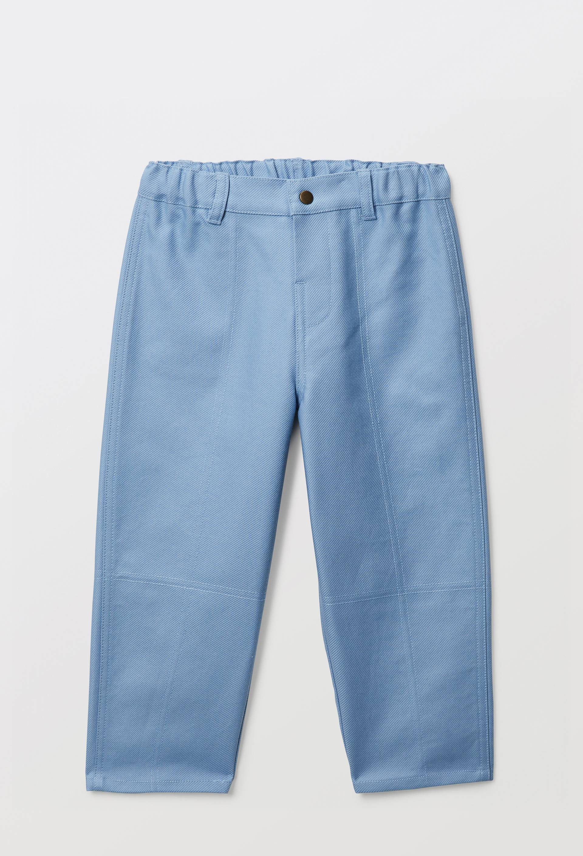 Pantalon taille &eacute;lastique uni en coton BIO GOTS, Bleu, large image number 0.0