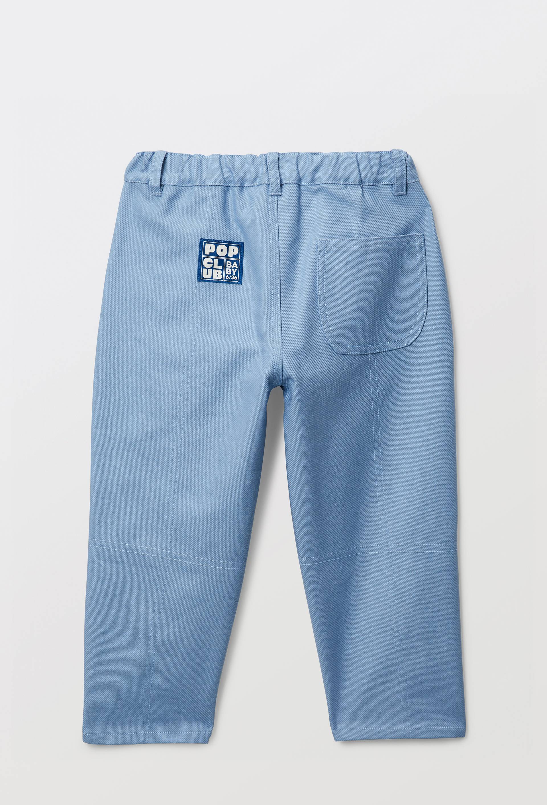 Pantalon taille &eacute;lastique uni en coton BIO GOTS, Bleu, large image number 1