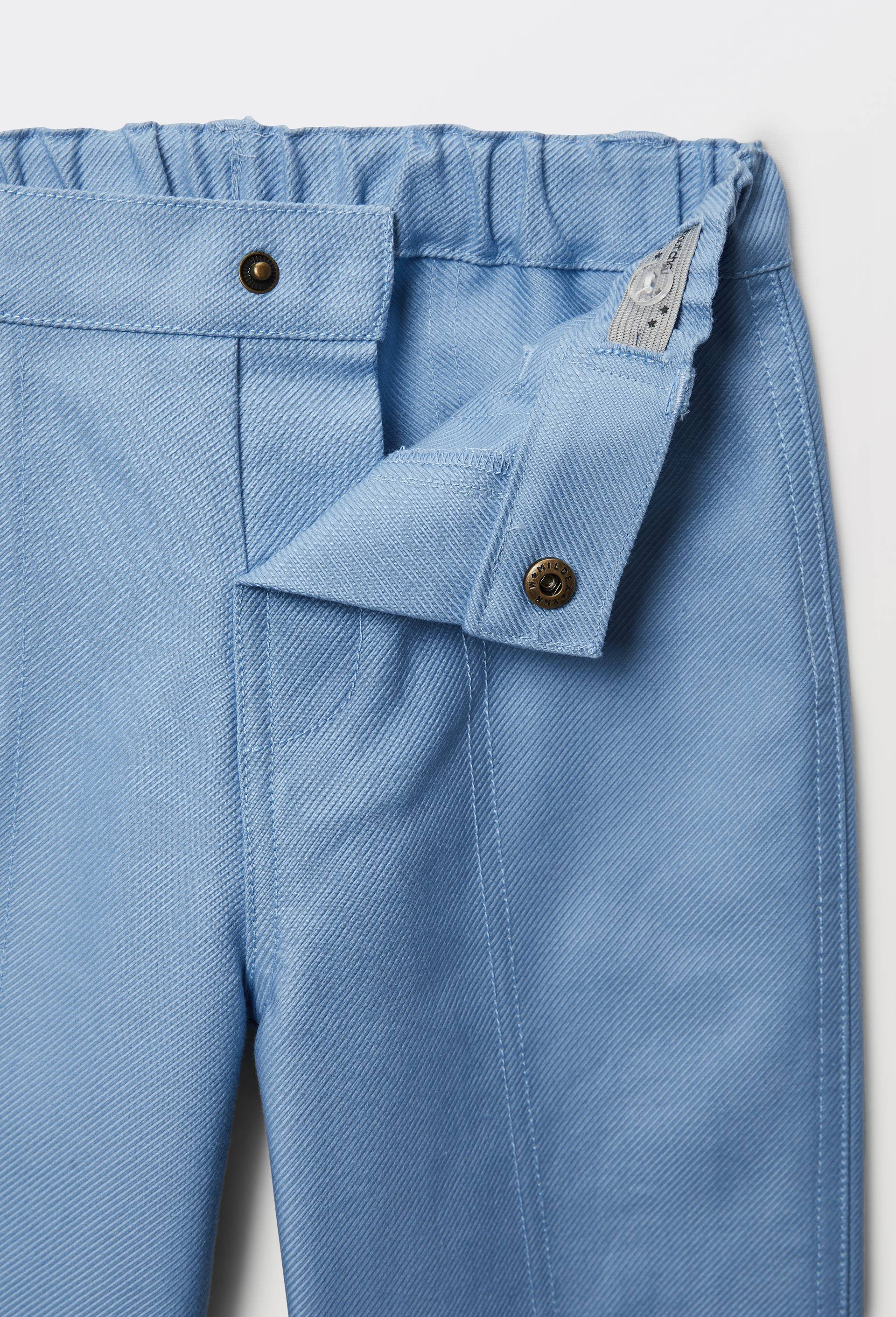 Pantalon taille &eacute;lastique uni en coton BIO GOTS, Bleu, large image number 2.0