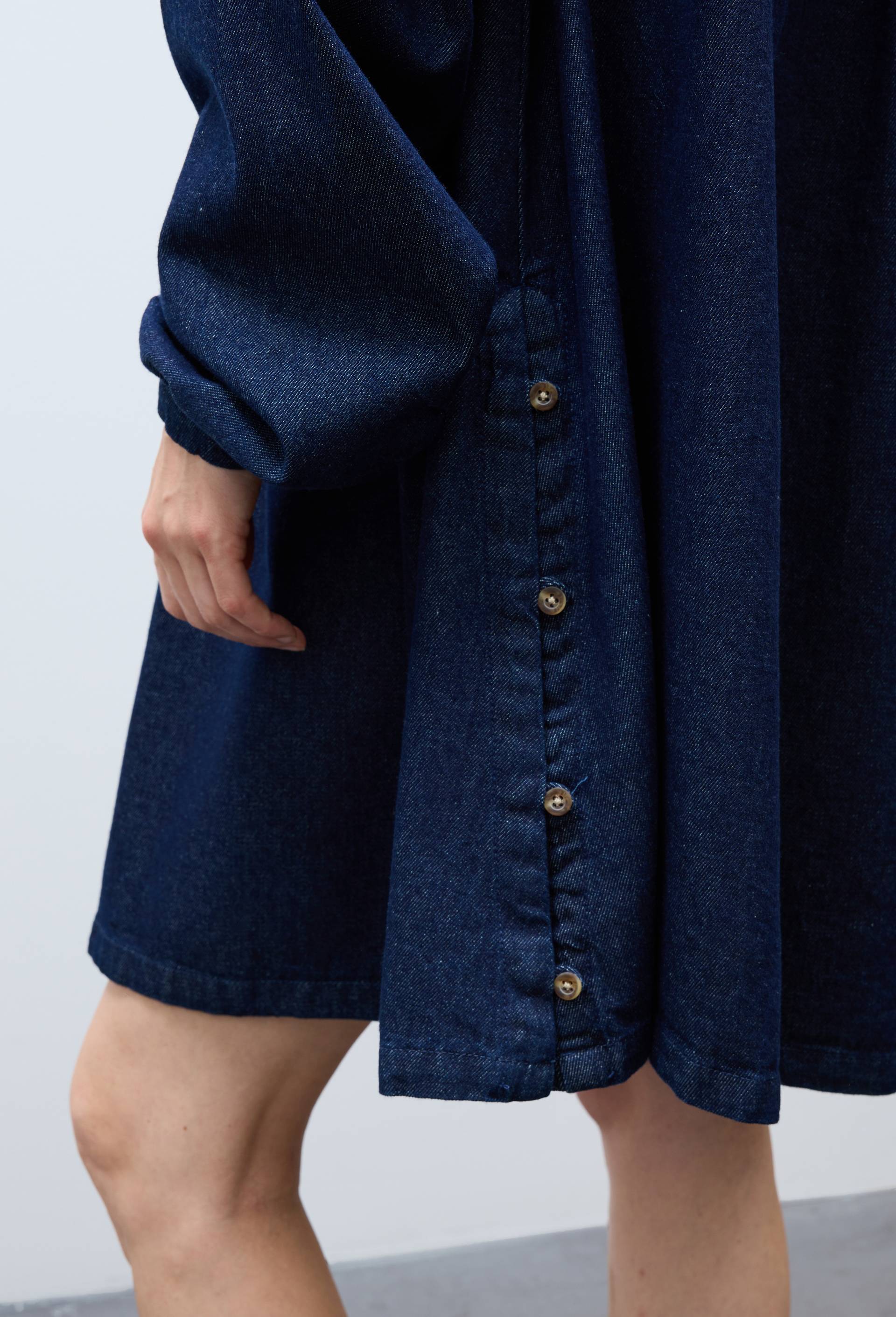 Robe courte manches longues en jean en coton BIO GOTS, Bleu fonc&eacute;, large image number 1.0