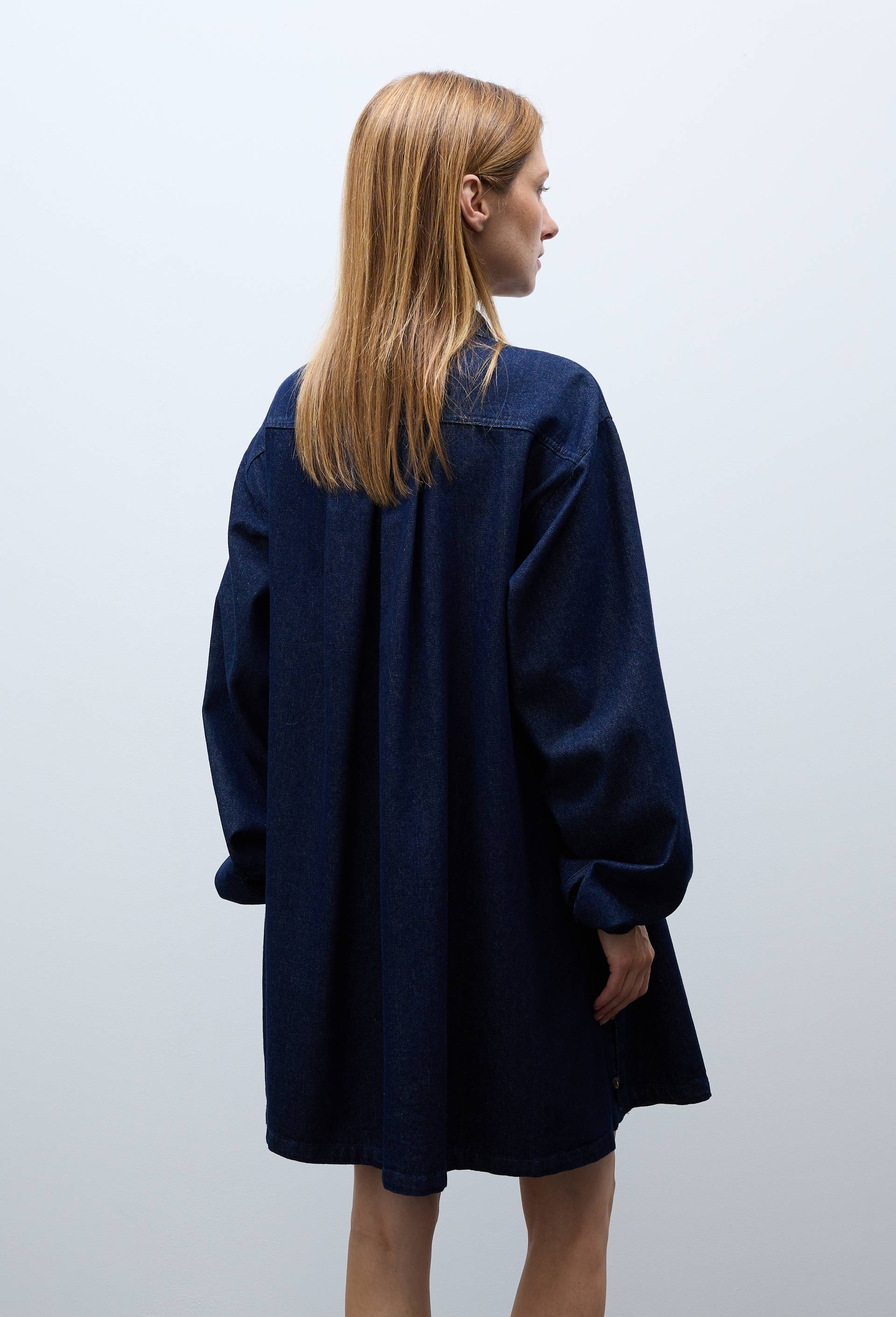 Robe courte manches longues en jean en coton BIO GOTS, Bleu fonc&eacute;, large image number 2.0