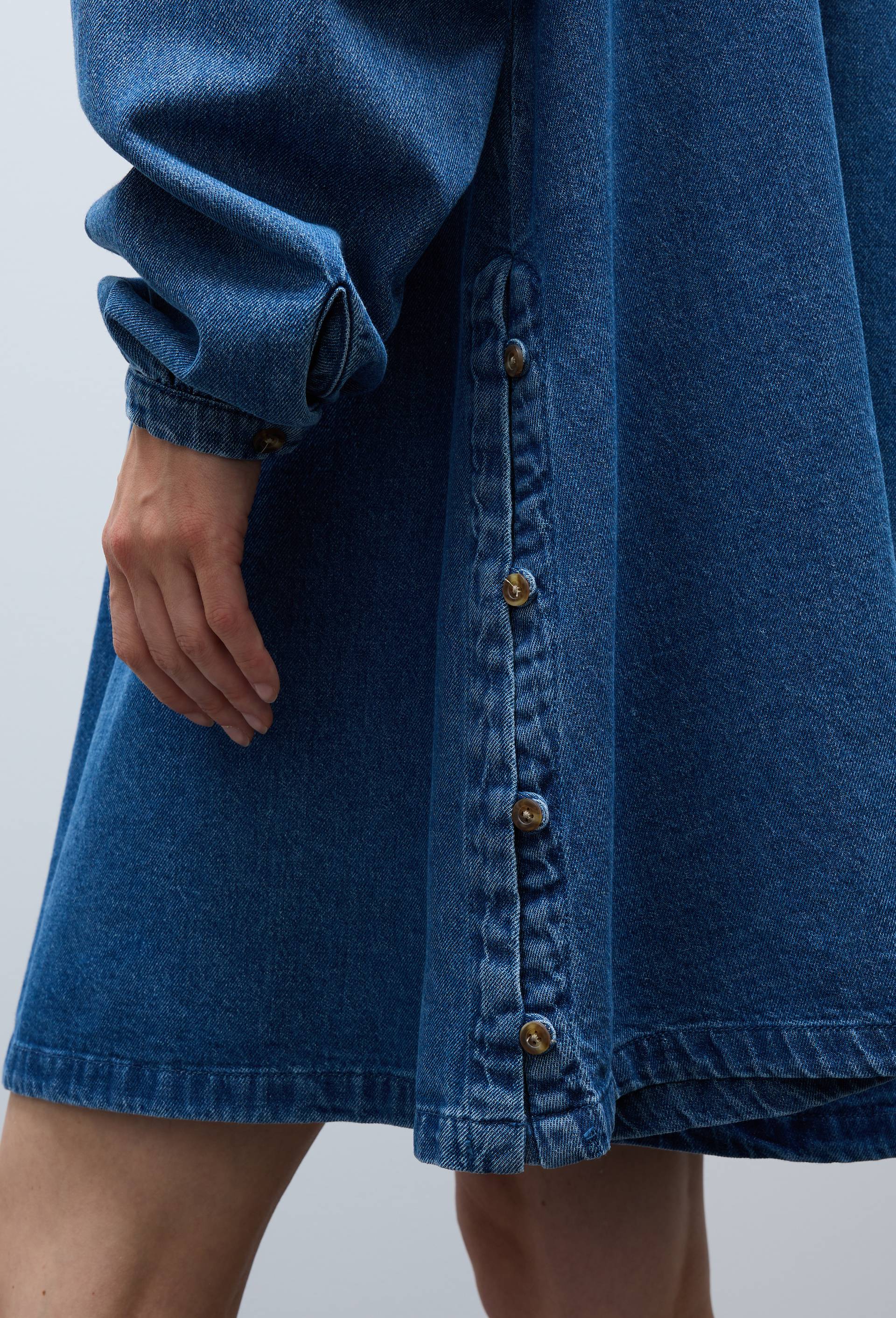 Robe courte manches longues en jean en coton BIO GOTS, Bleu fonc&eacute;, large image number 2