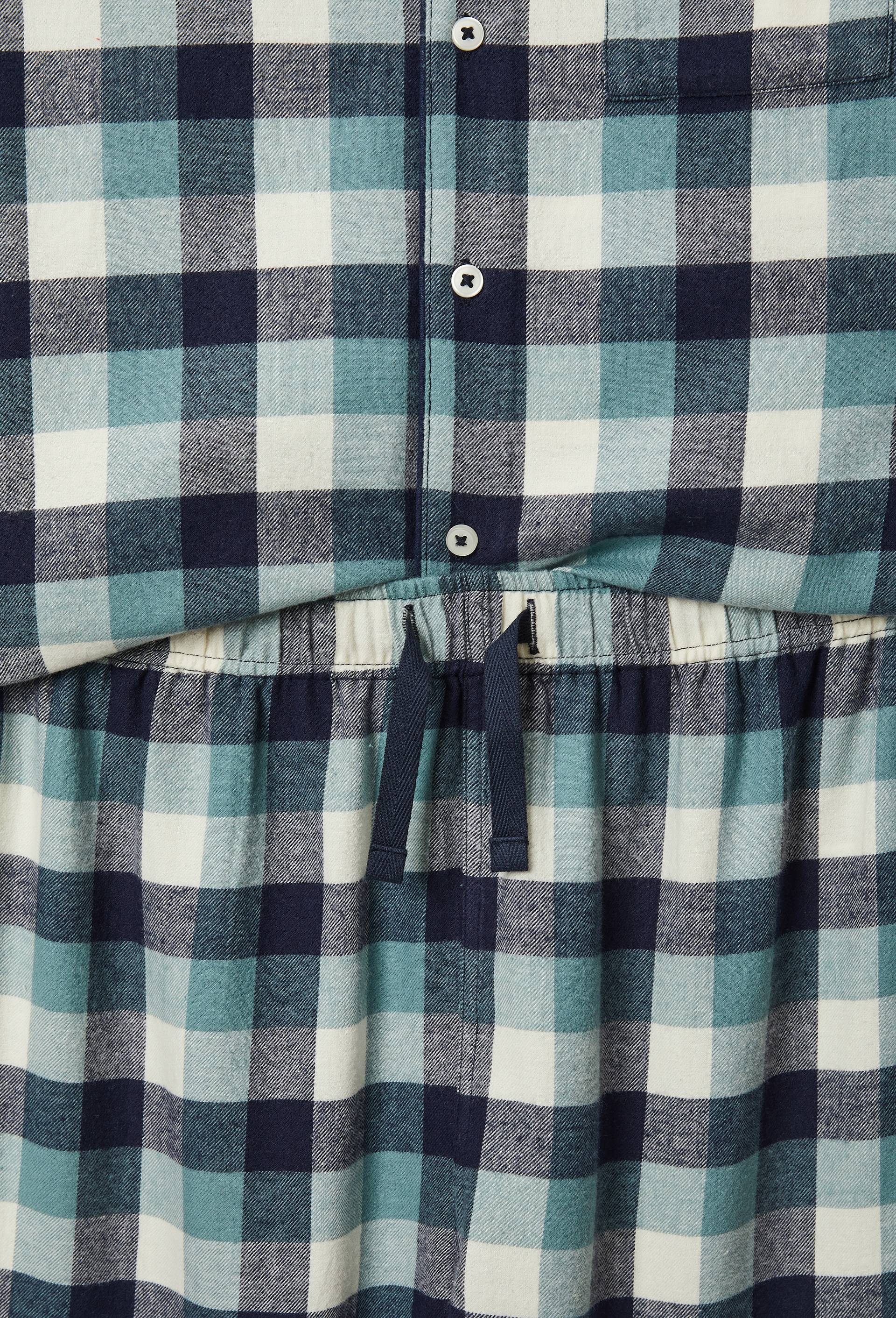 Pyjama chemise manches longues &agrave; carreaux en coton BIO GOTS, Bleu fonc&eacute;, large image number 3