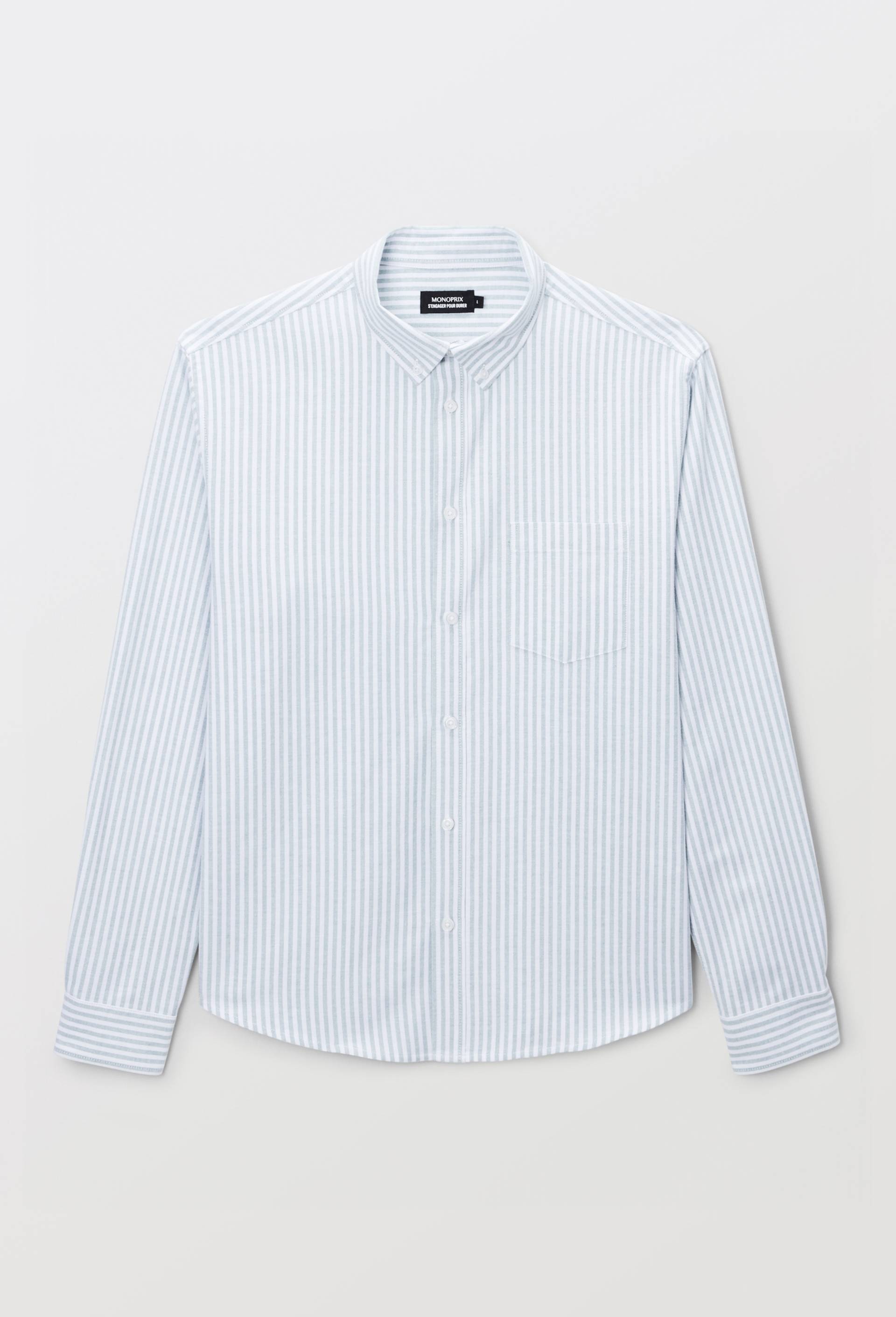 Chemise oxford ray&eacute;e en coton BIO GOTS, Vert, large image number 2