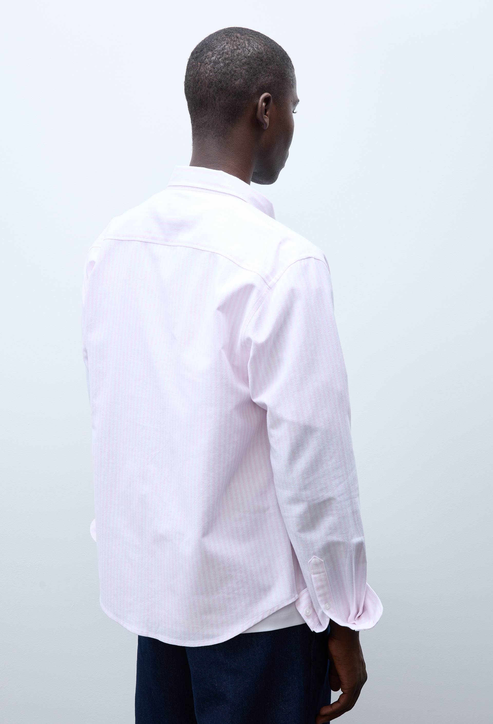 Chemise oxford ray&eacute;e en coton BIO GOTS, Rose, large image number 2