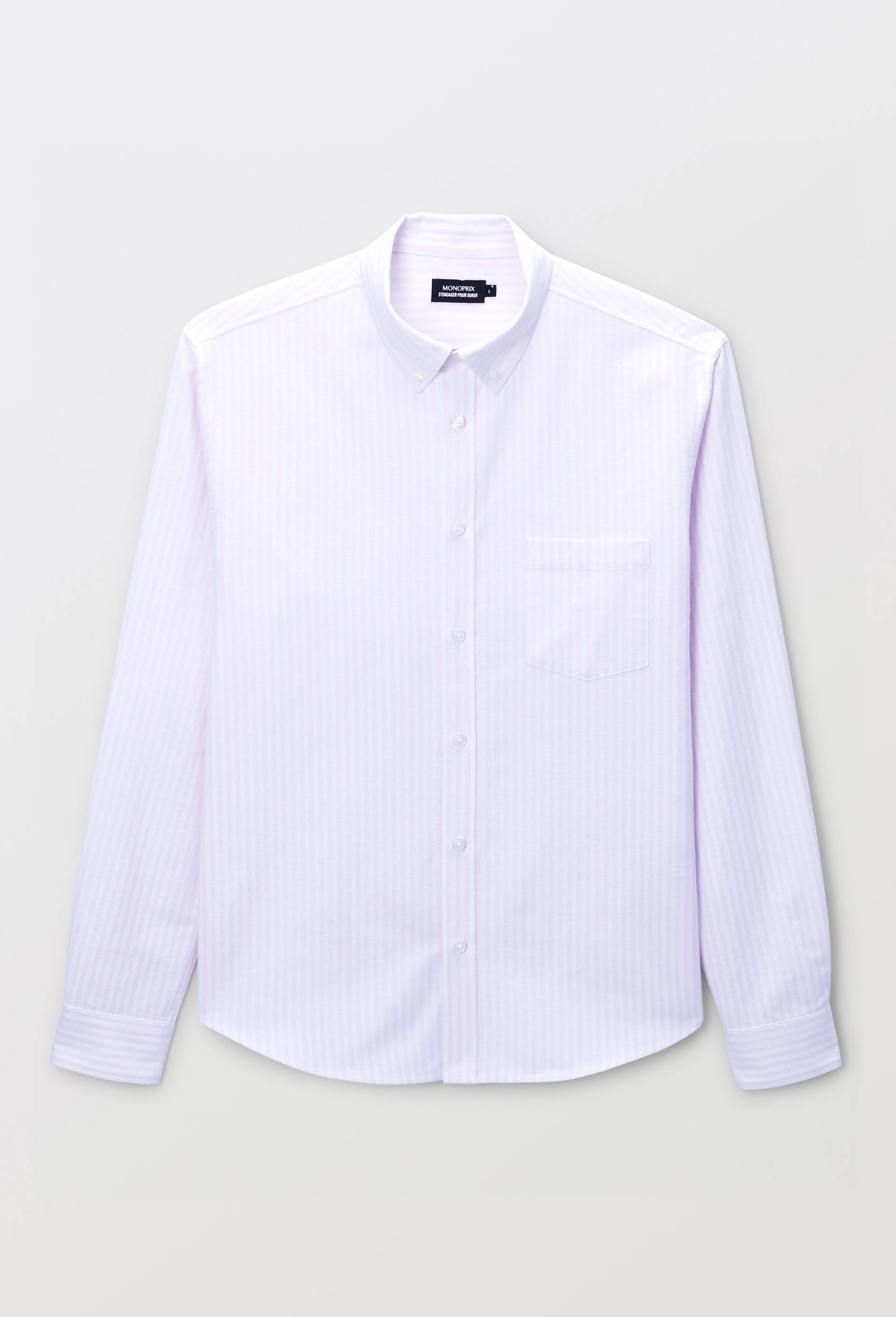 Chemise oxford ray&eacute;e en coton BIO GOTS, Rose, large image number 3.0