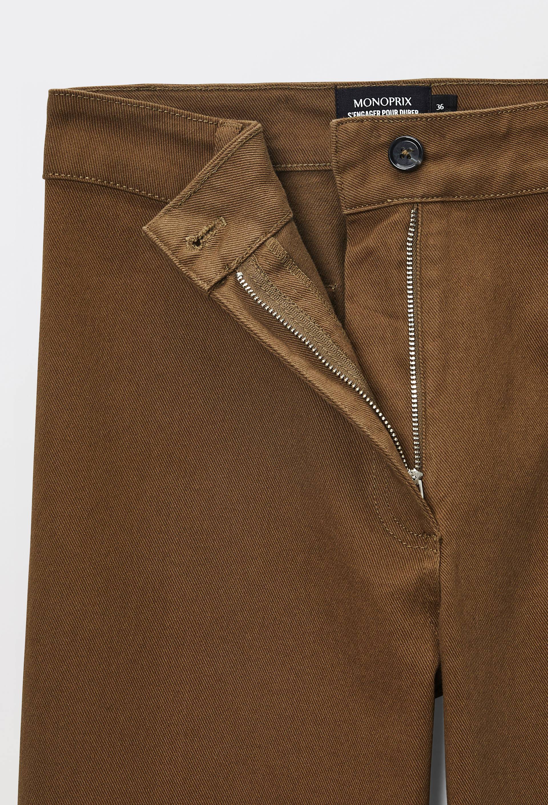 Pantalon large taille haute contenant du coton, Vert fonc&eacute;, large image number 3.0