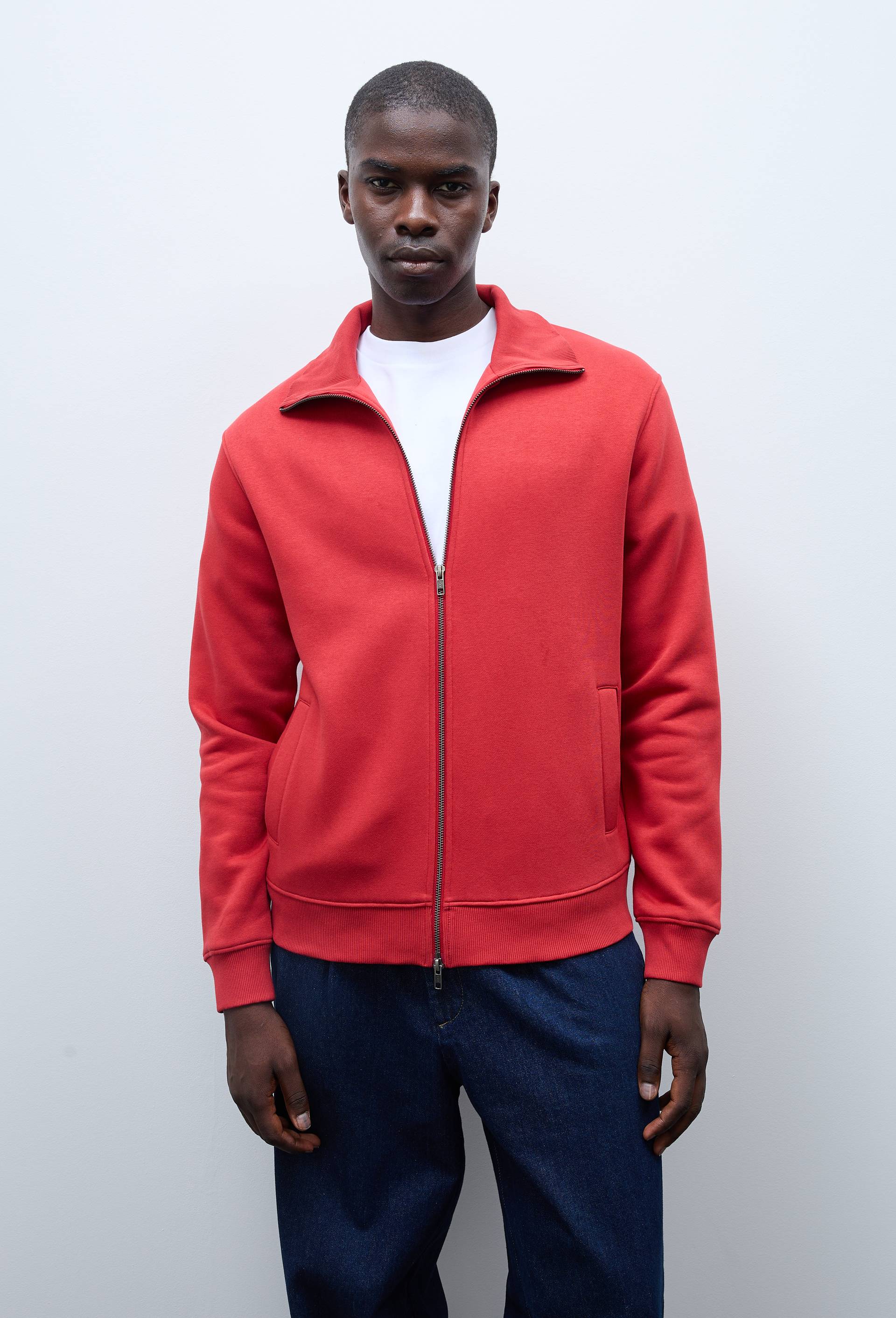 Gilet zipp&eacute; col camionneur, Rouge fonc&eacute;, large image number 1.0