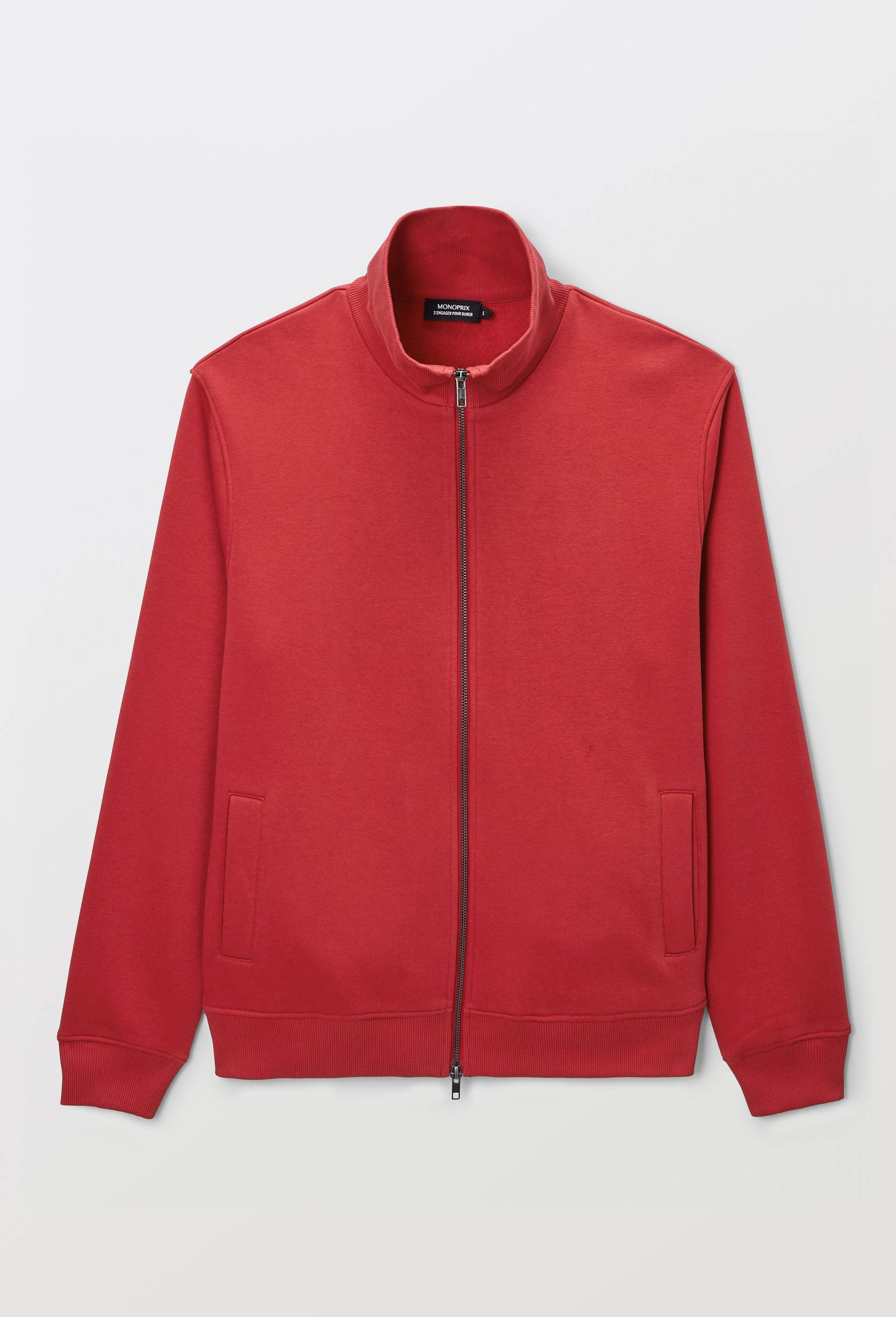 Gilet zipp&eacute; col camionneur, Rouge fonc&eacute;, large image number 3