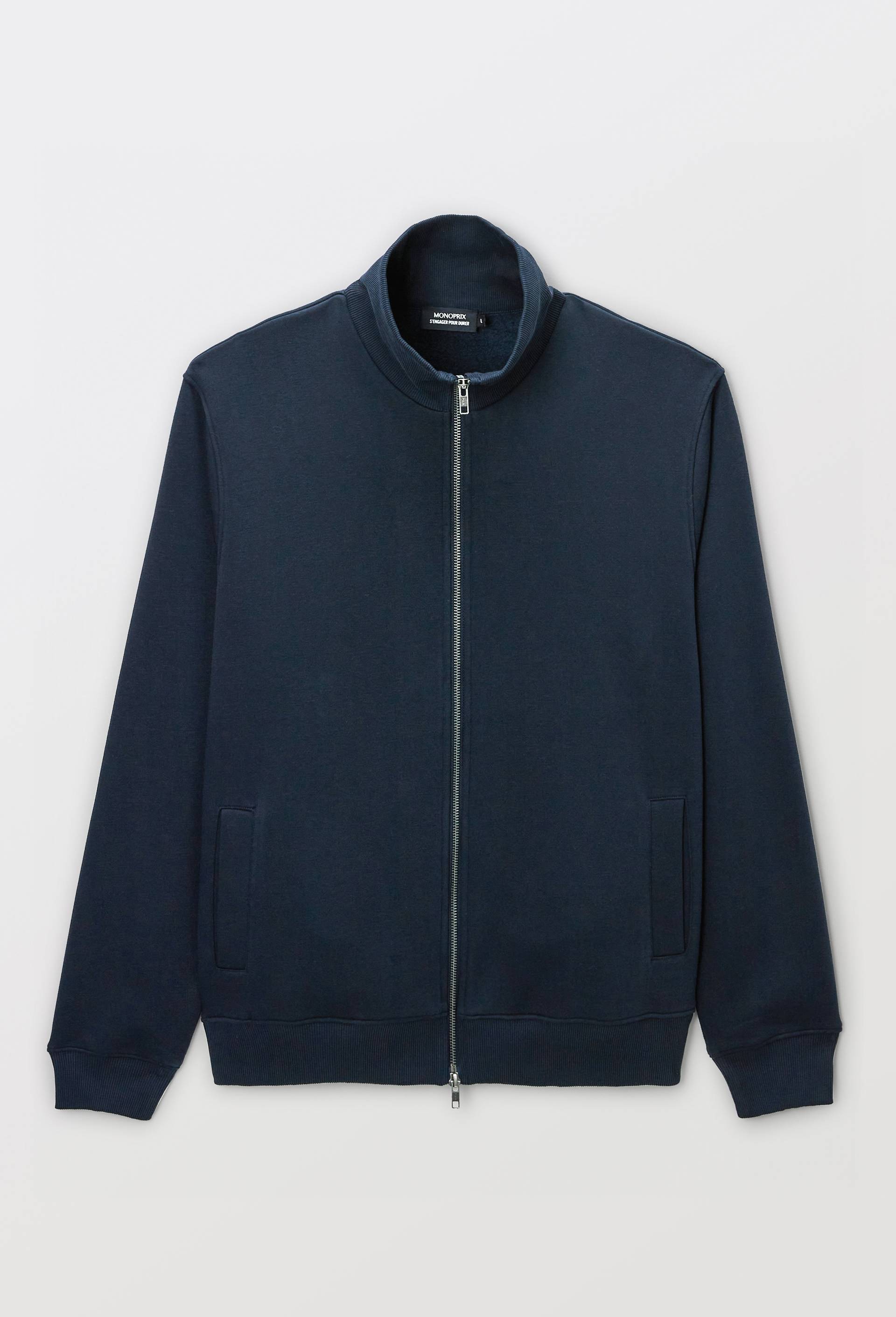 Gilet zipp&eacute; col camionneur, Bleu fonc&eacute;, large image number 2
