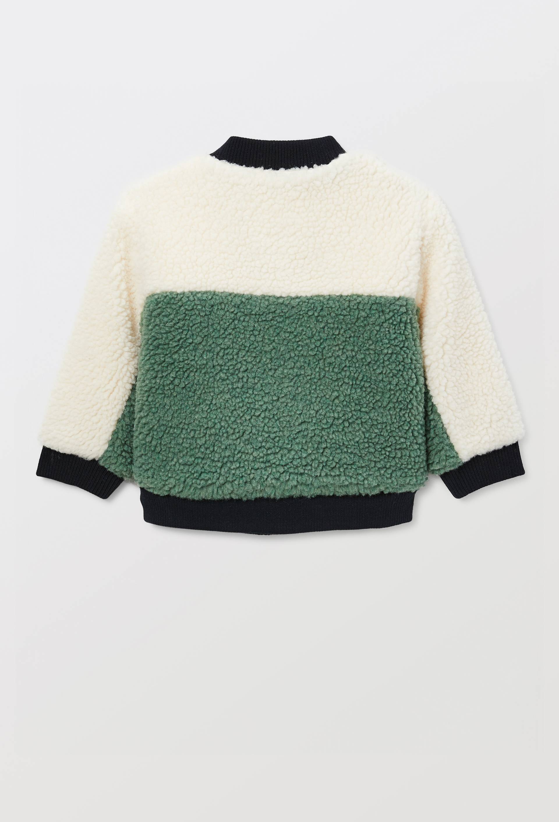 Blouson teddy en nylon et sherpa, Vert, large image number 1
