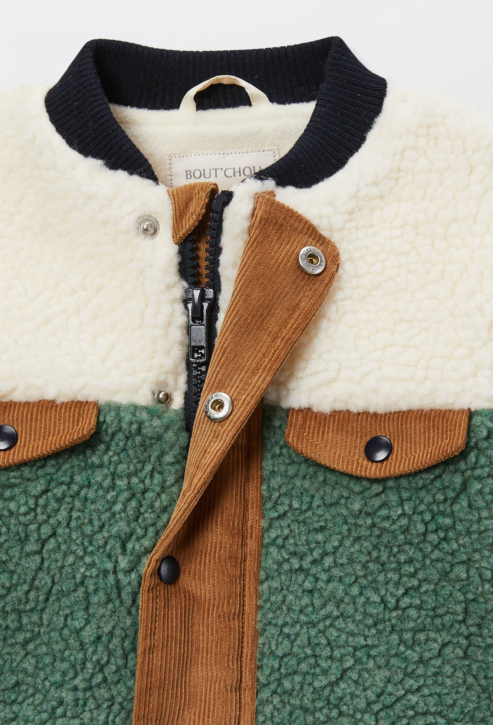 Blouson teddy en nylon et sherpa, Vert, large image number 2.0