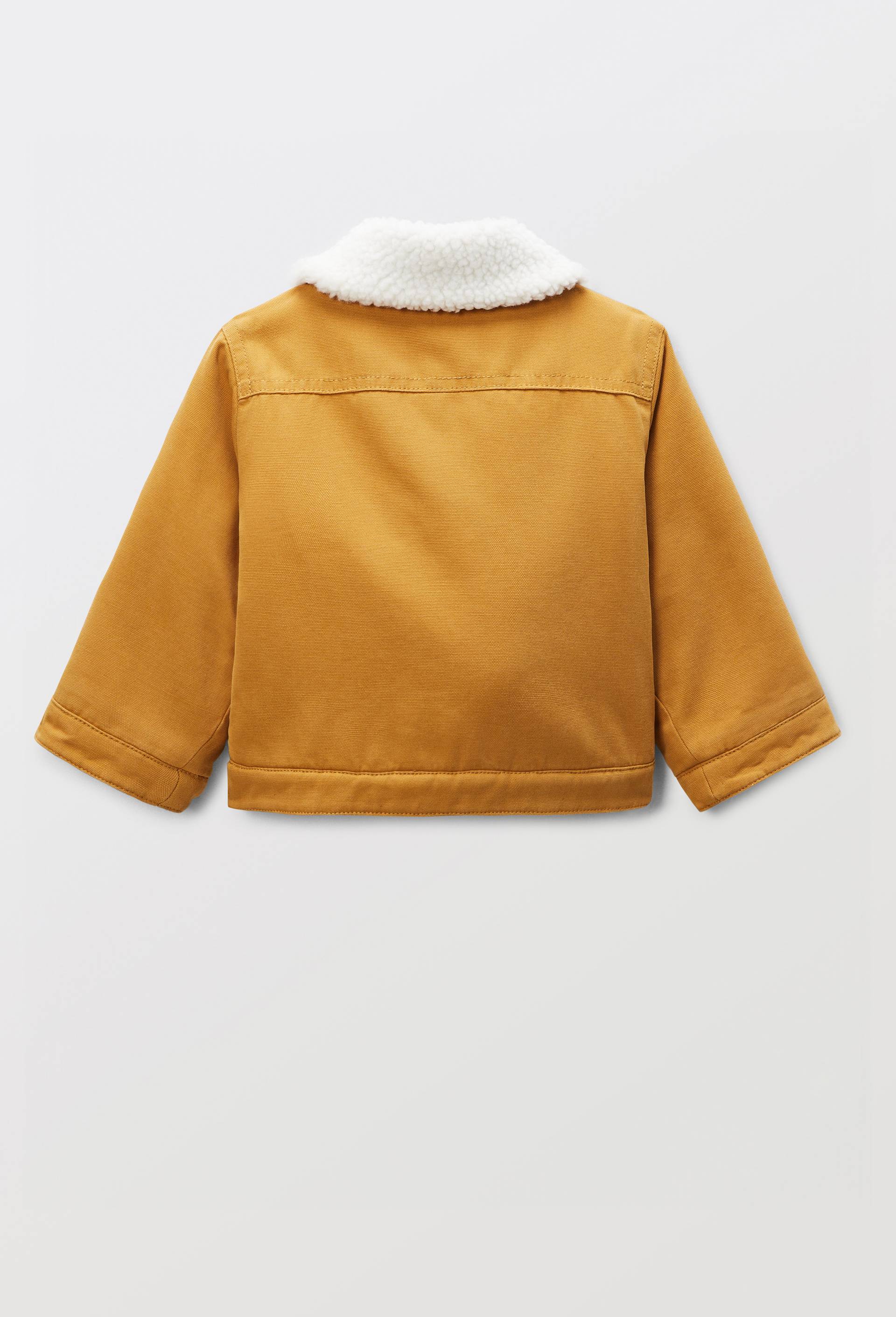 Veste unie col chemise doubl&eacute;e sherpa, Jaune fonc&eacute;, large image number 1.0