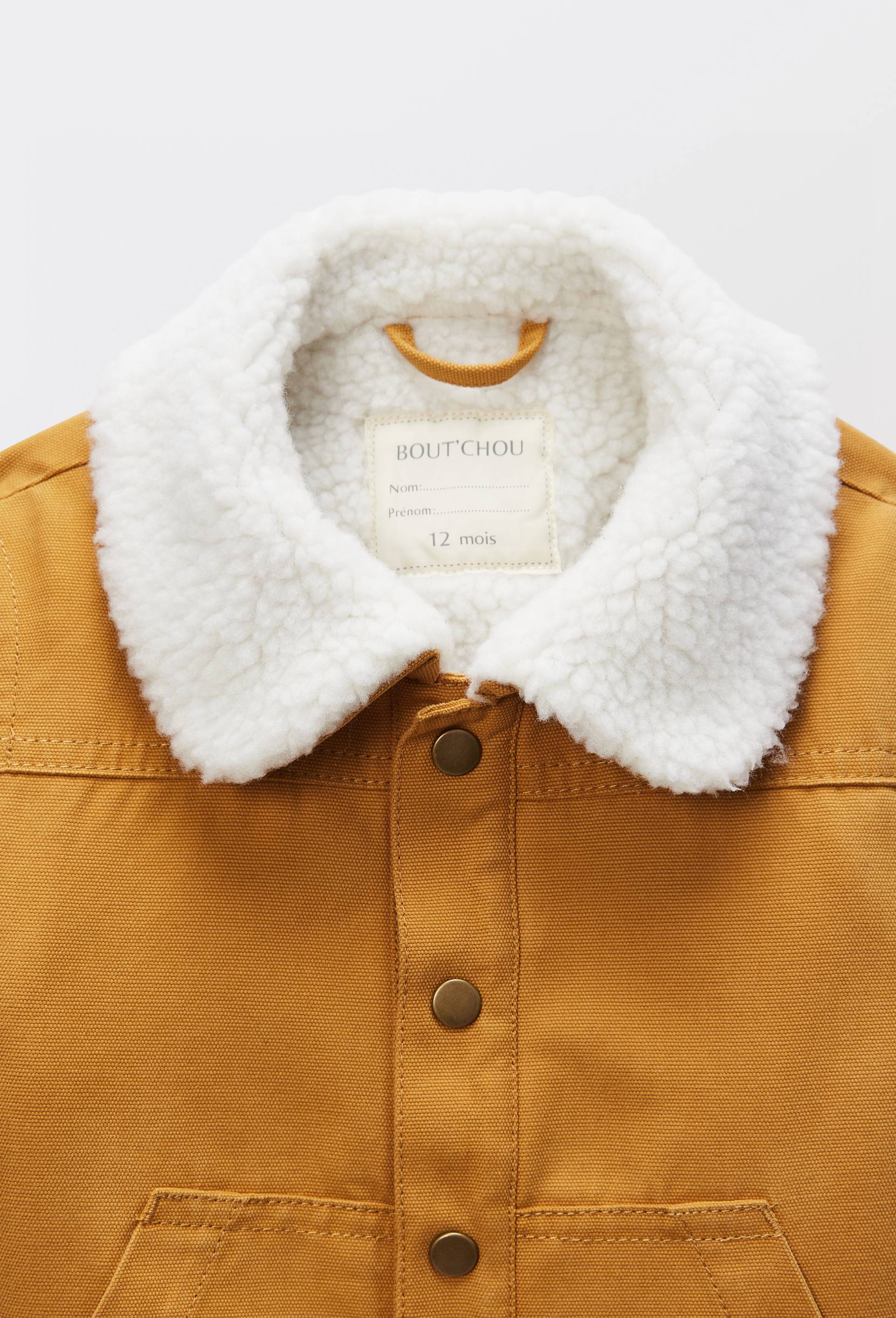 Veste unie col chemise doubl&eacute;e sherpa, Jaune fonc&eacute;, large image number 2.0