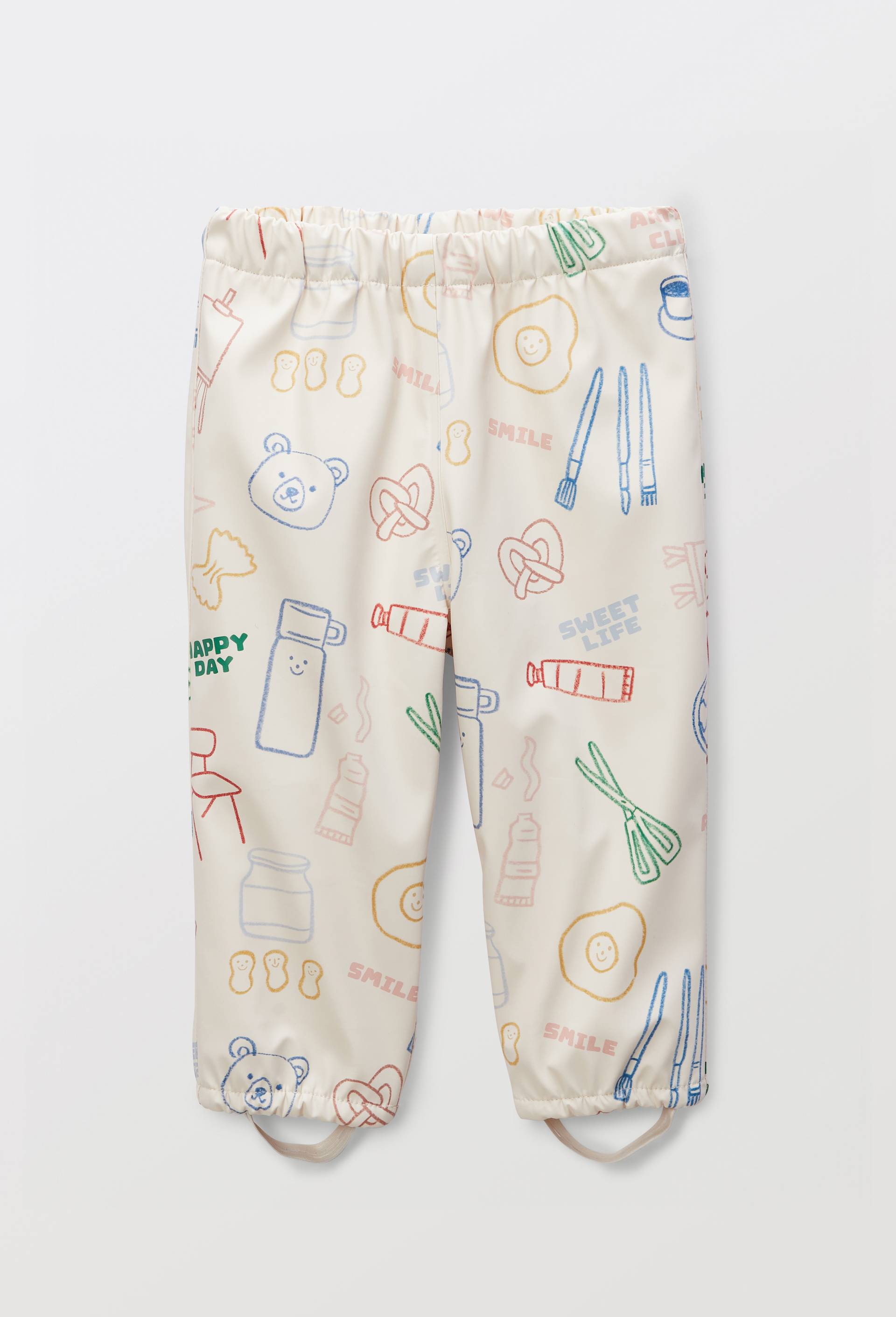 Pantalon de pluie imprim&eacute; avec rembourrage en polyester recycl&eacute;, Beige clair, large image number 0.0