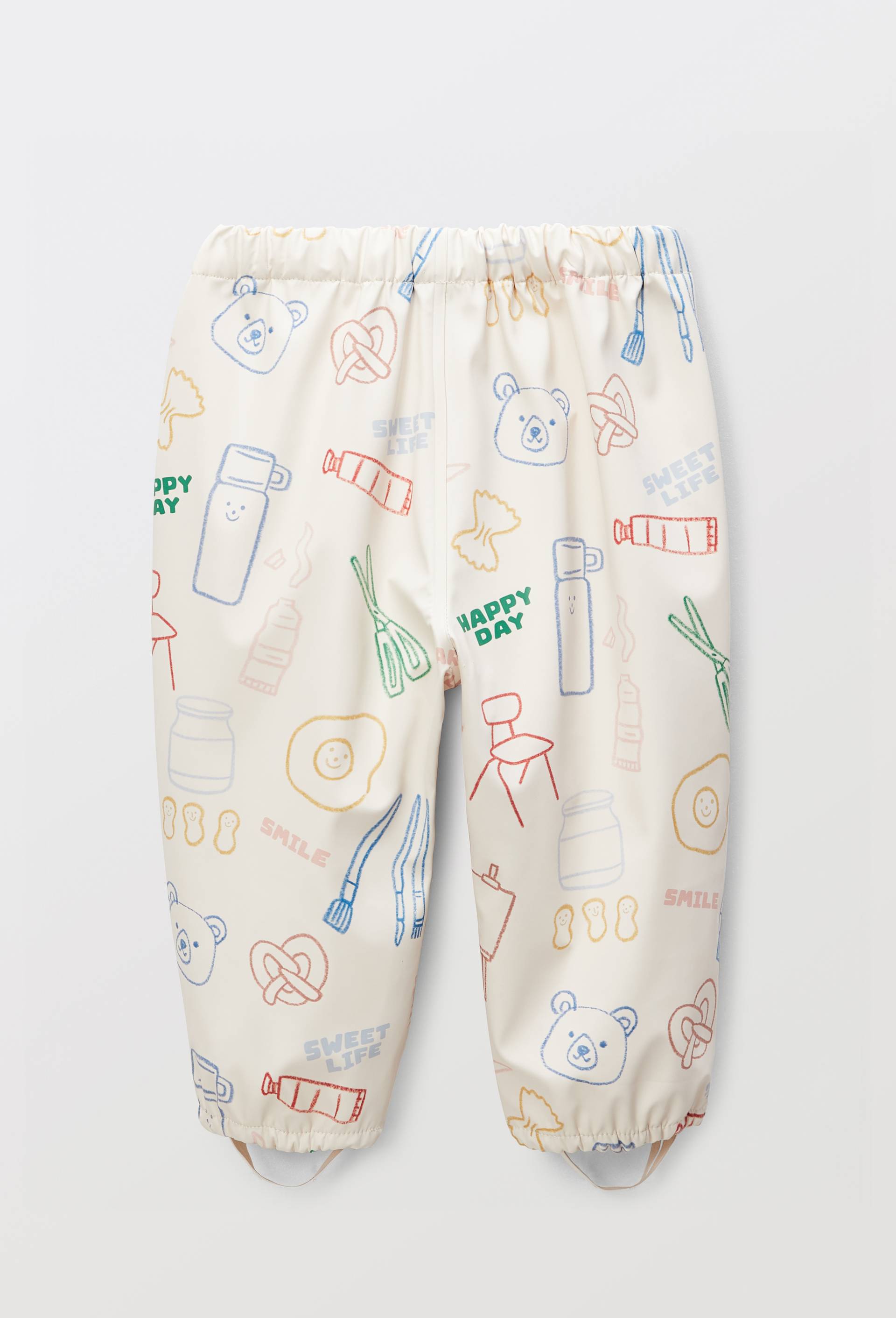 Pantalon de pluie imprim&eacute; avec rembourrage en polyester recycl&eacute;, Beige clair, large image number 1.0