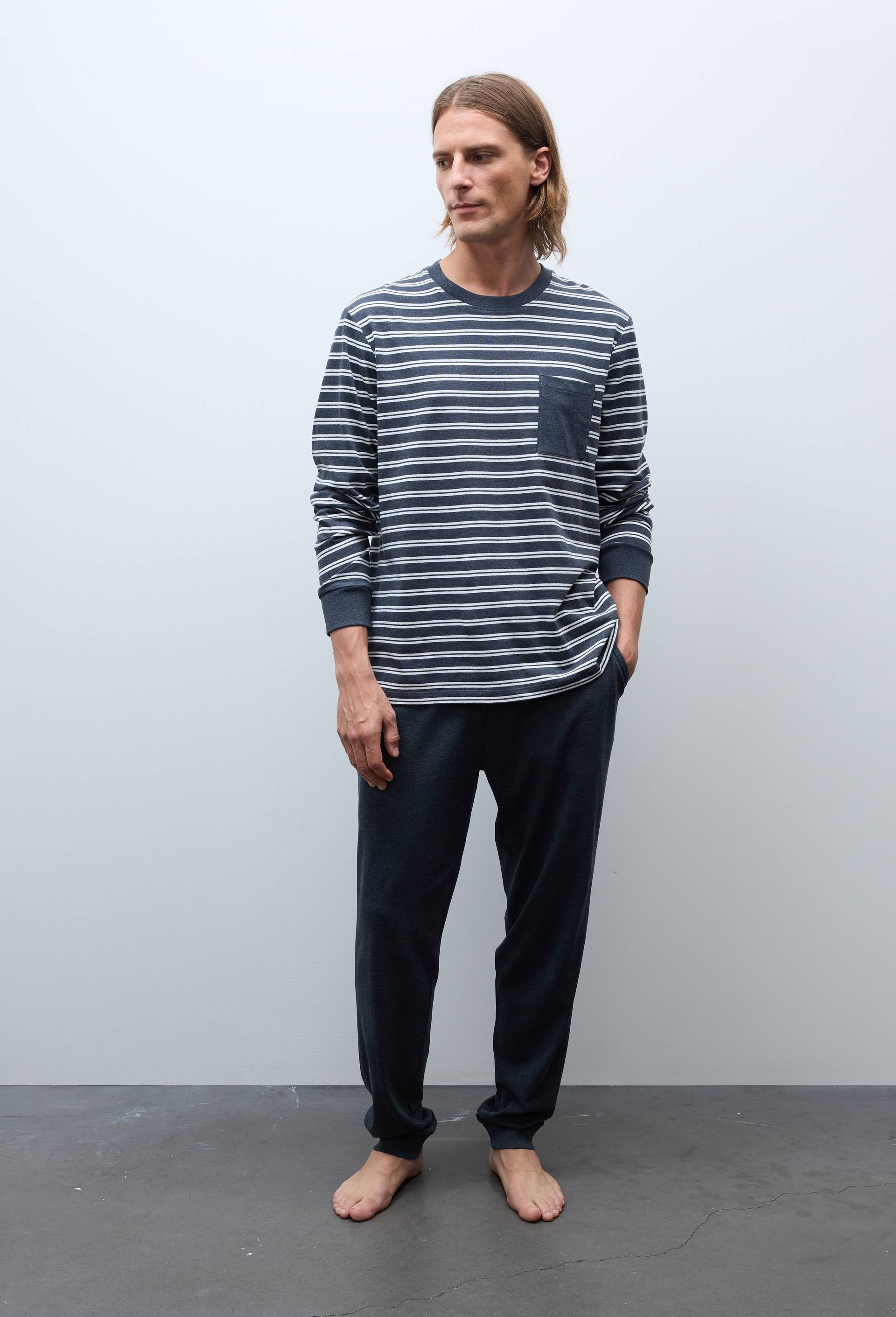 Ensemble de pyjama long en jersey en coton, Bleu fonc&eacute;, large image number 0.0