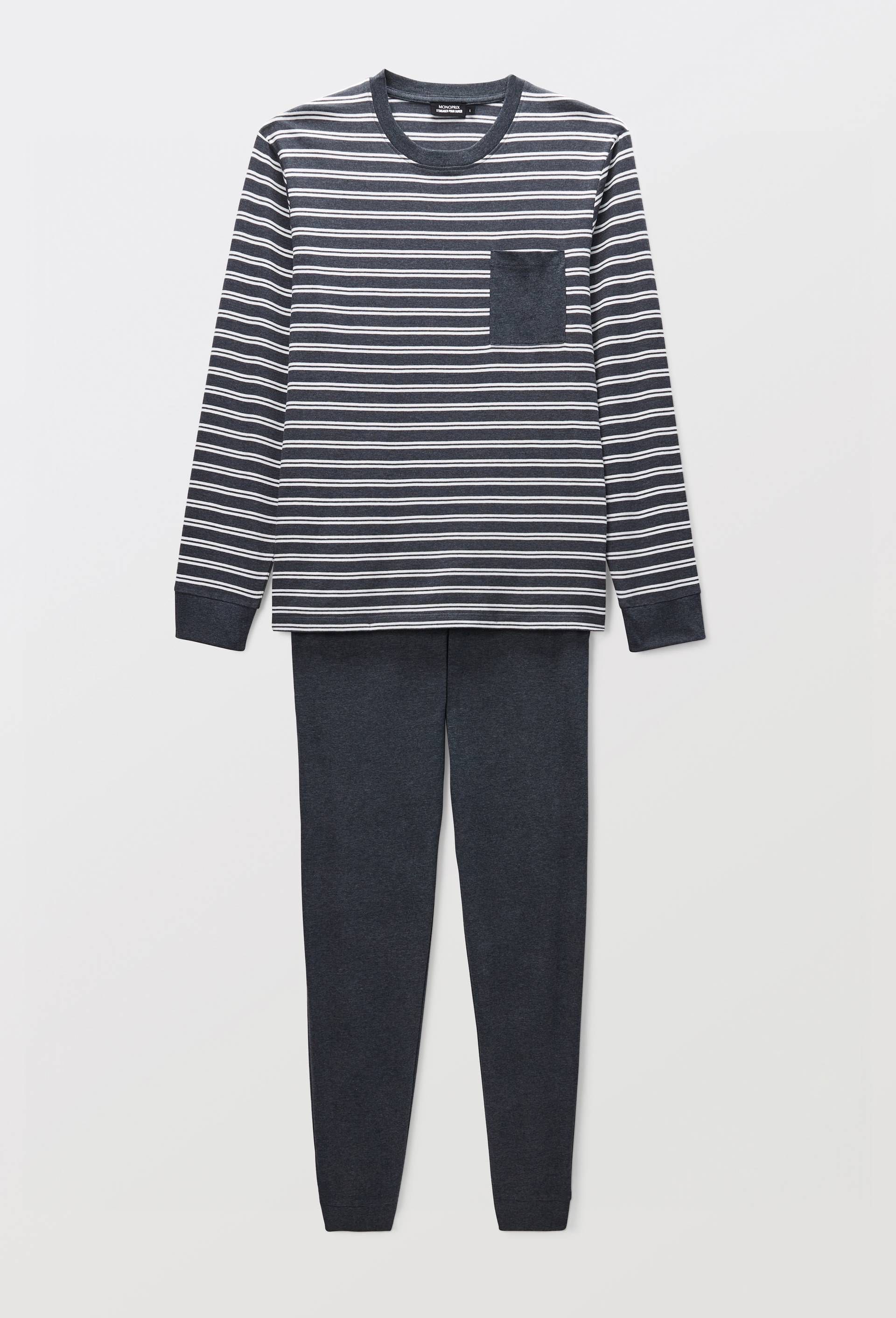 Ensemble de pyjama long en jersey en coton, Bleu fonc&eacute;, large image number 2