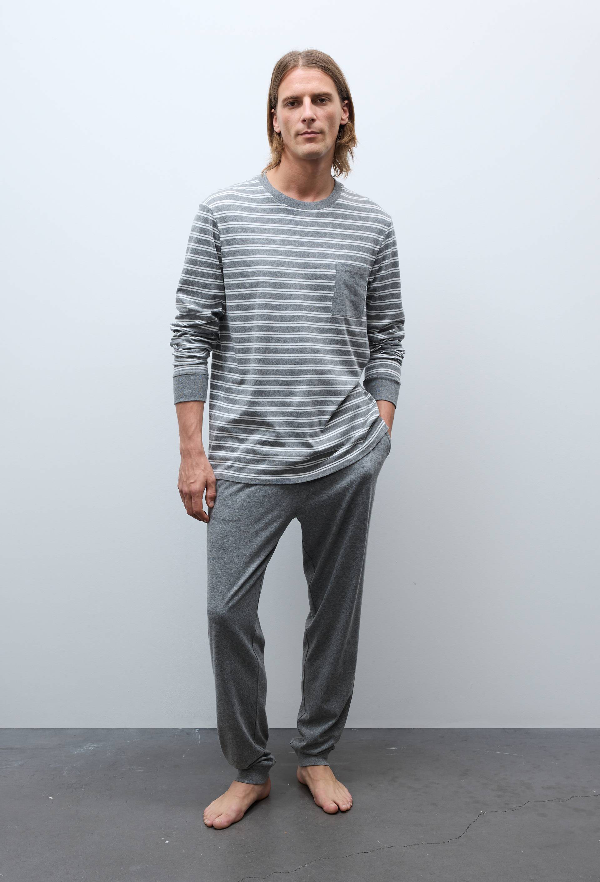 Ensemble de pyjama long en jersey en coton, Gris, large image number 0
