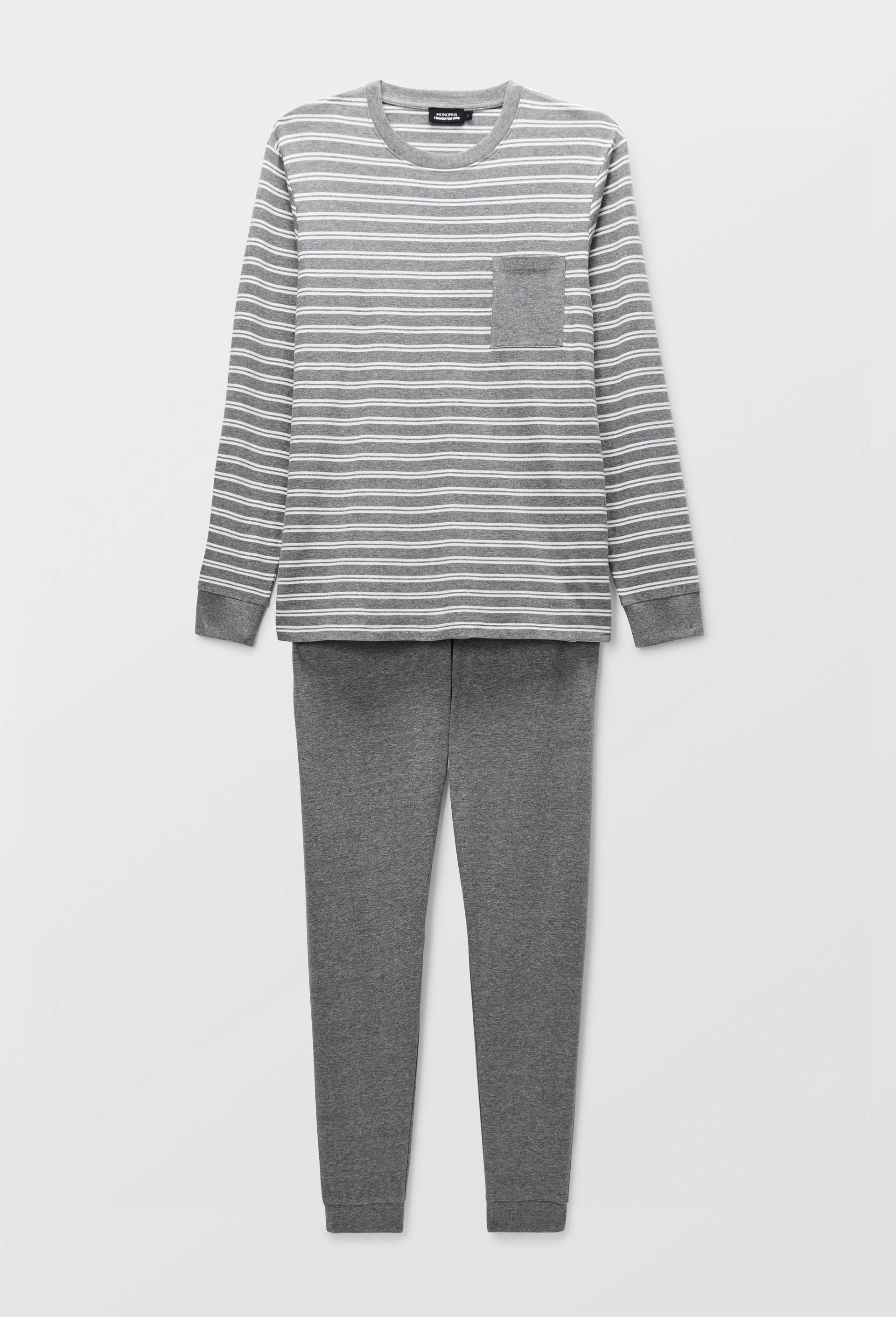 Ensemble de pyjama long en jersey en coton, Gris, large image number 2.0