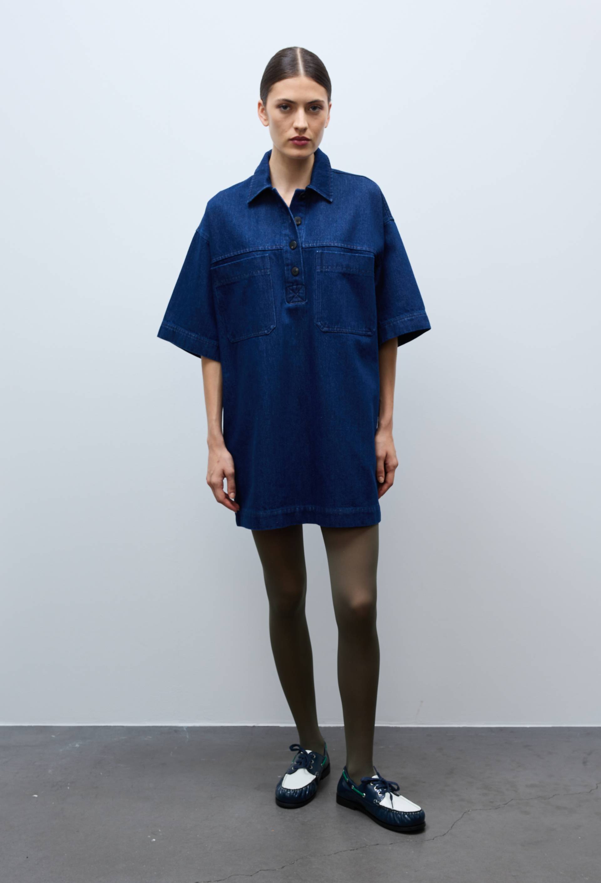 Robe courte en jean en coton BIO GOTS, Bleu fonc&eacute;, large image number 0.0