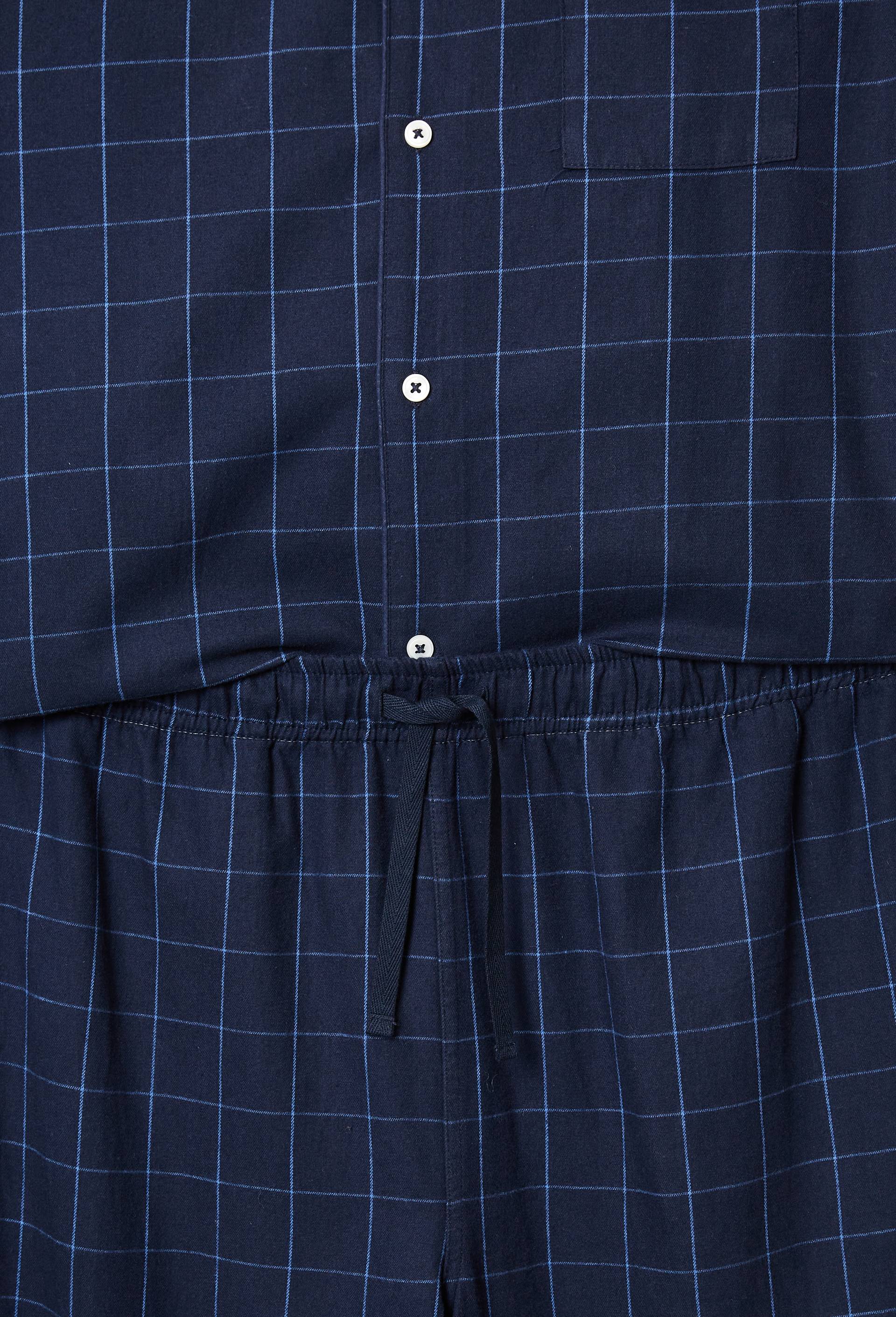 Pyjama manches longues et pantalon en flanelle de coton BIO GOTS, Bleu fonc&eacute;, large image number 4