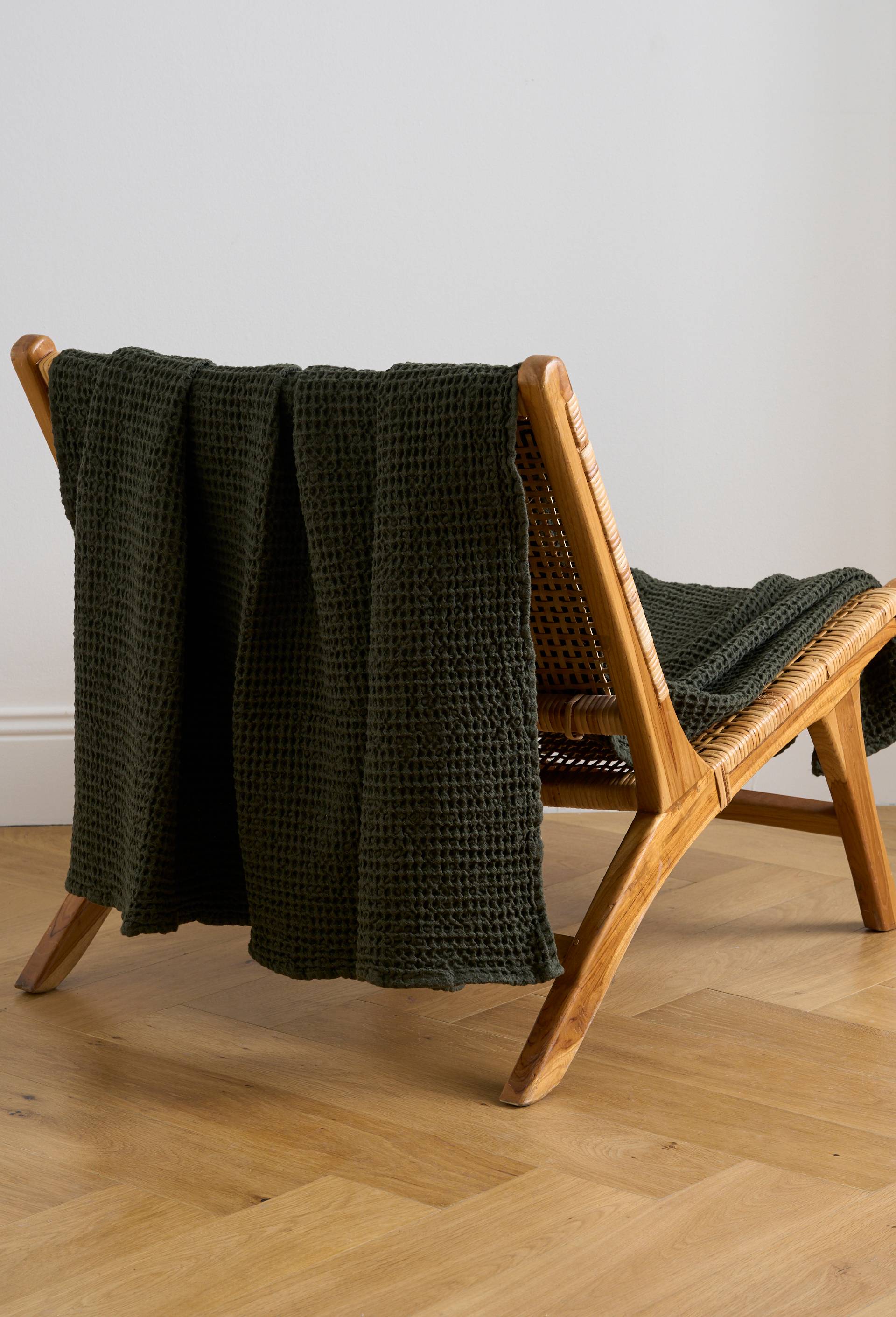 Plaid coton ray&eacute; uni, 100% coton, Vert fonc&eacute;, large image number 0