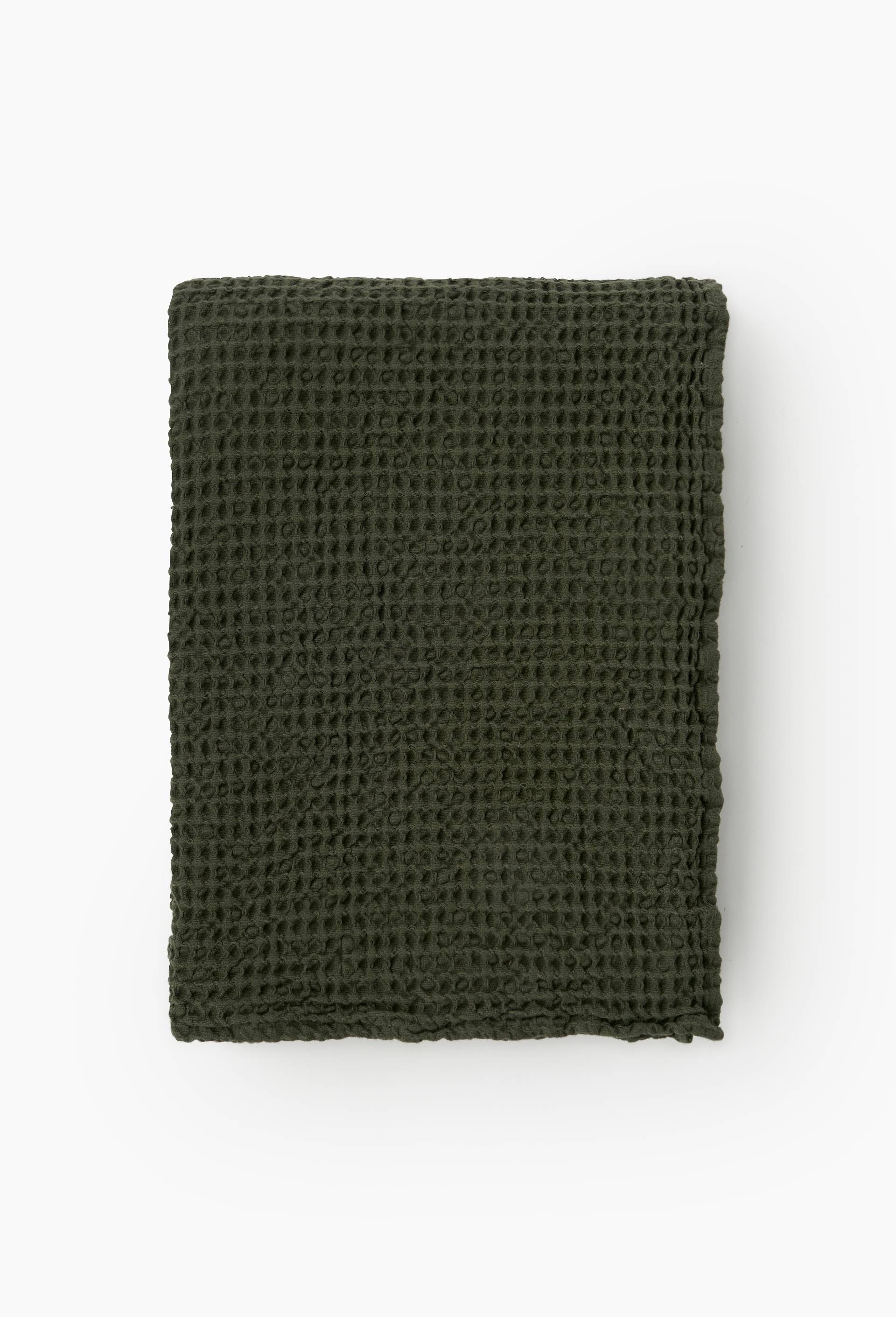 Plaid coton ray&eacute; uni, 100% coton, Vert fonc&eacute;, large image number 1