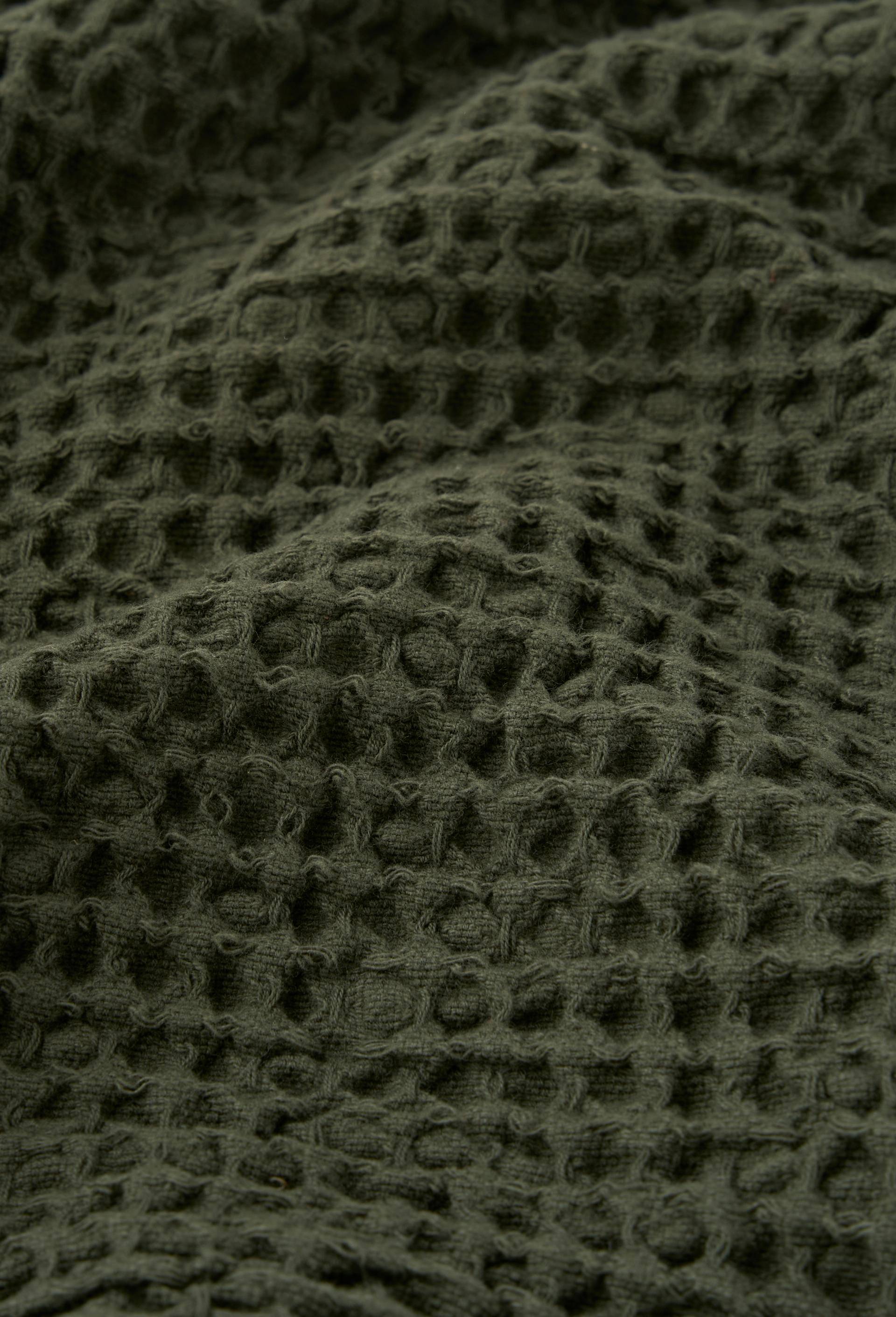 Plaid coton ray&eacute; uni, 100% coton, Vert fonc&eacute;, large image number 2.0