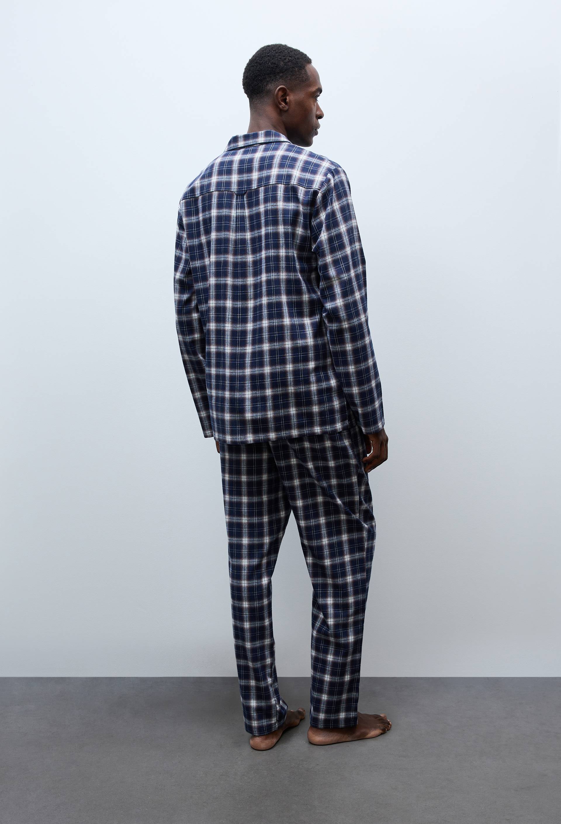 Pyjama manches longues et pantalon en flanelle de coton BIO GOTS, Bleu fonc&eacute;, large image number 2.0