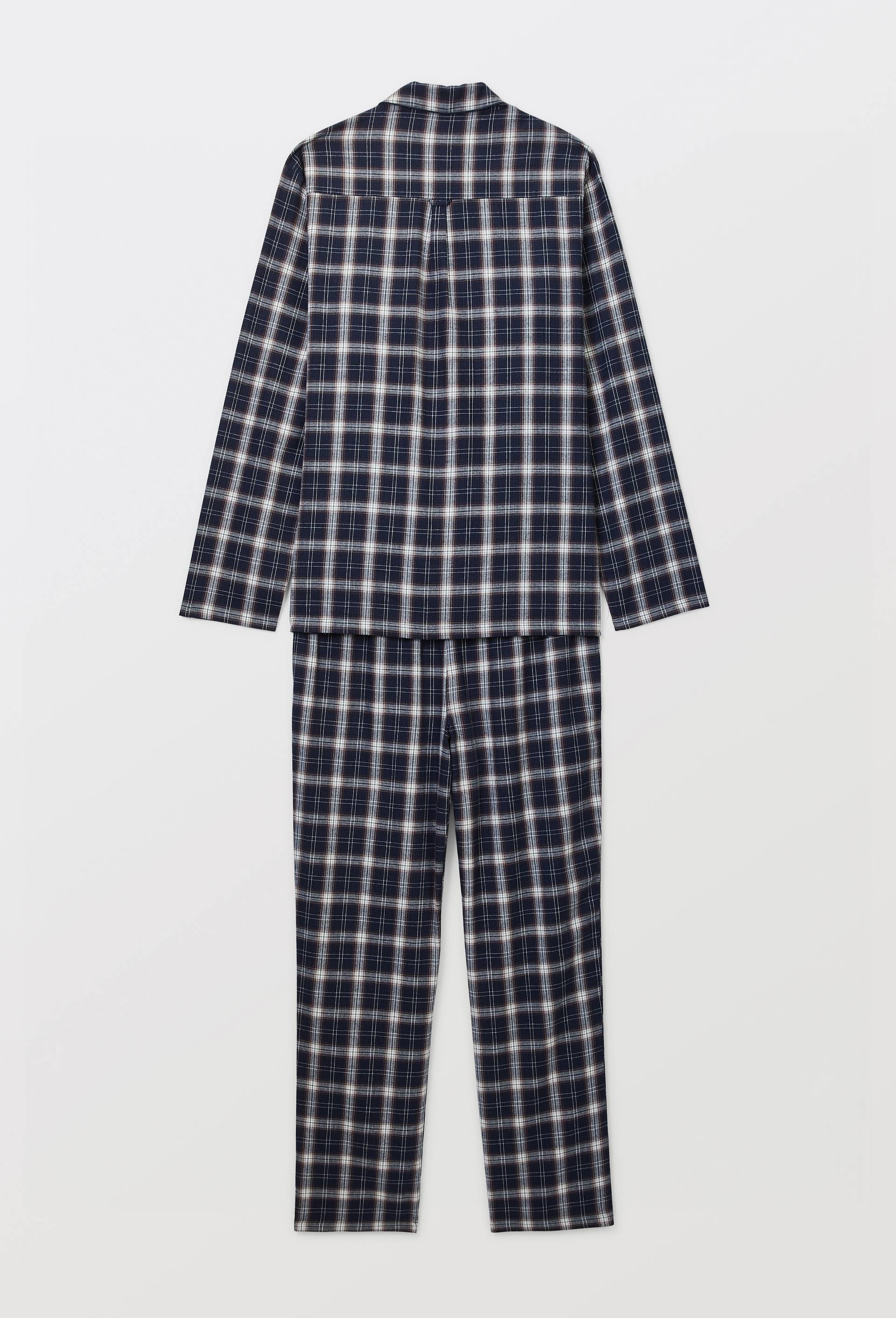 Pyjama manches longues et pantalon en flanelle de coton BIO GOTS, Bleu fonc&eacute;, large image number 4