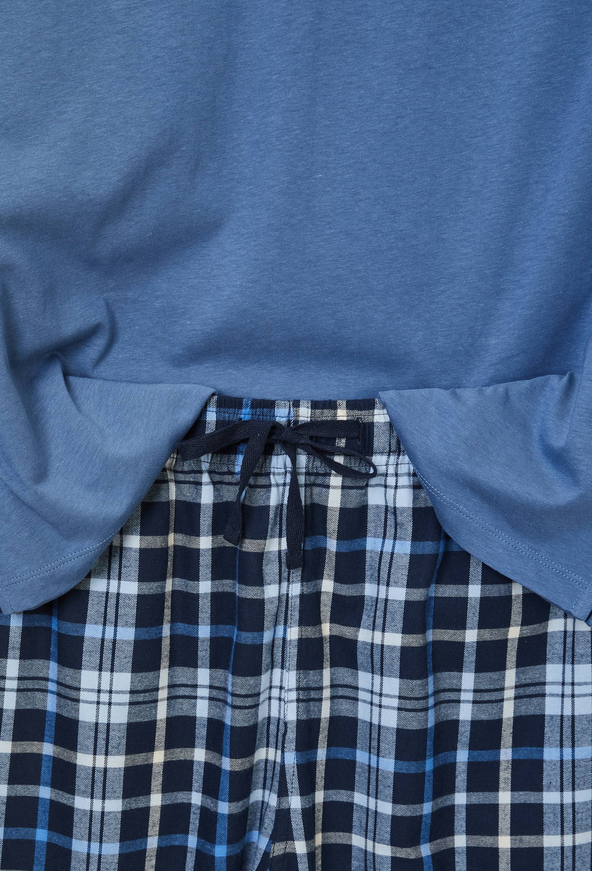 Pyjama manches longues en jersey et pantalon en flanelle en coton, Bleu, large image number 5