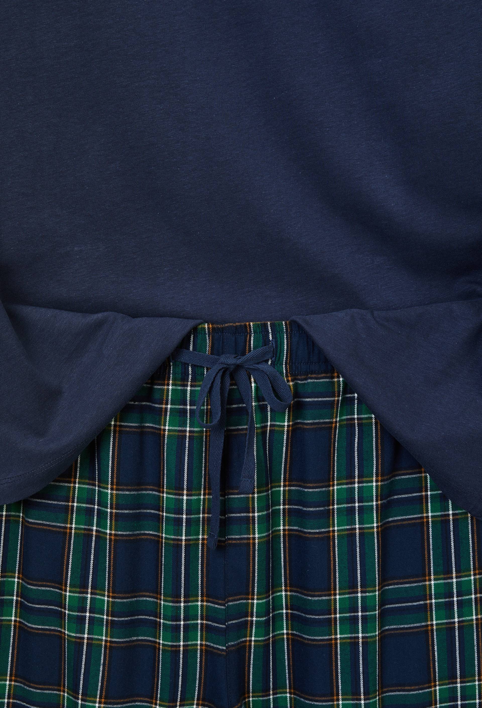 Pyjama manches longues en jersey et pantalon en flanelle en coton, Bleu fonc&eacute;, large image number 5.0