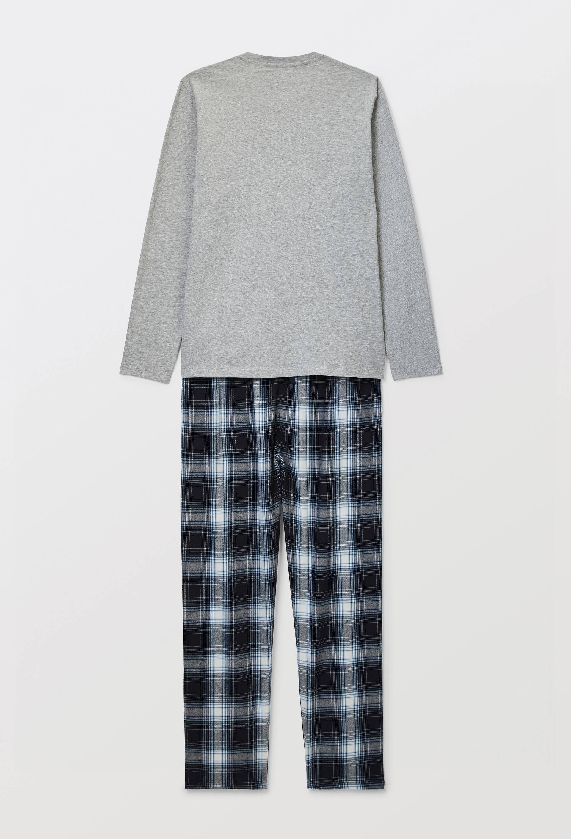 Pyjama manches longues en jersey et pantalon en flanelle en coton, Gris, large image number 4.0