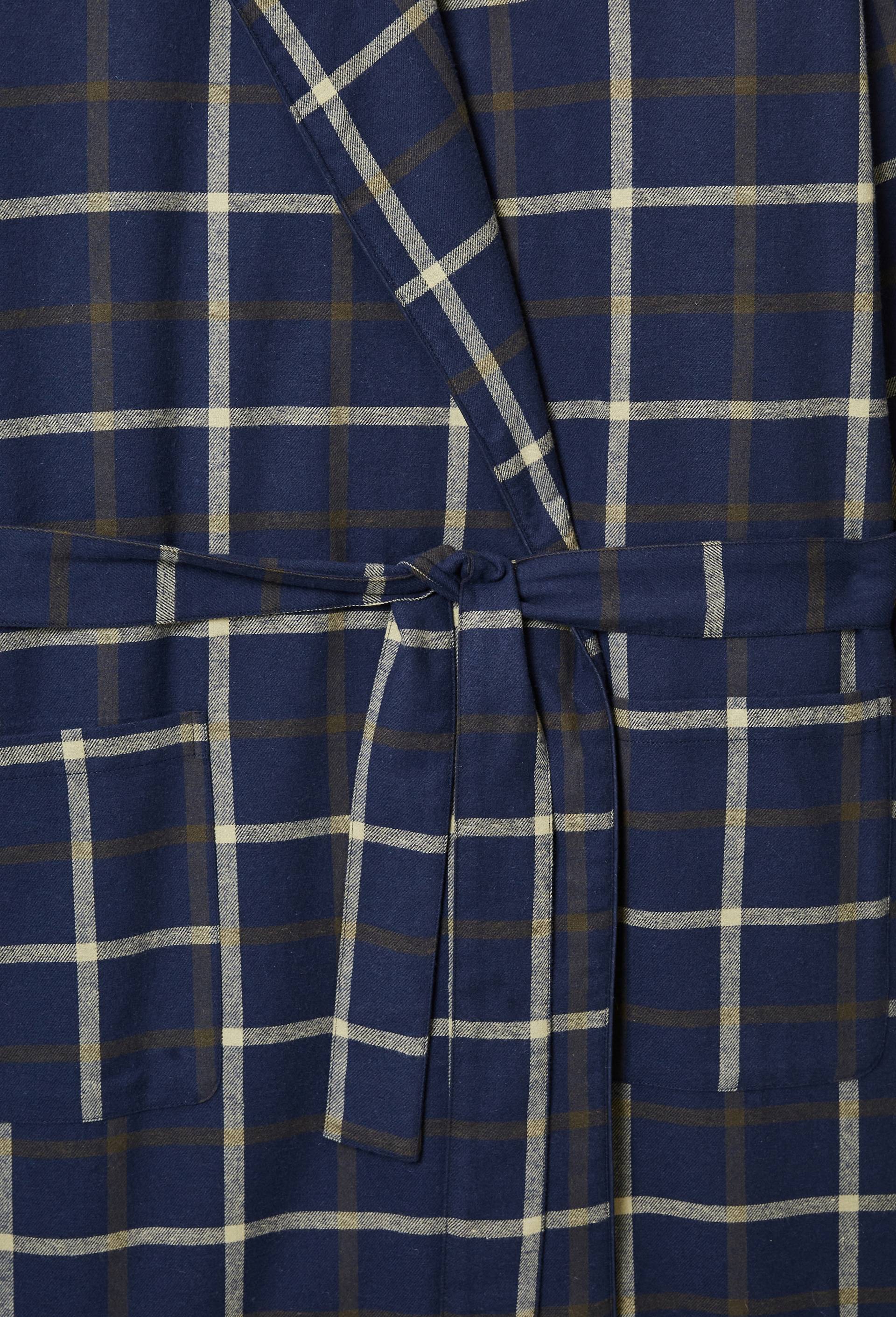 Peignoir &agrave; carreaux en flanelle int&eacute;rieur sherpa, Bleu fonc&eacute;, large image number 4