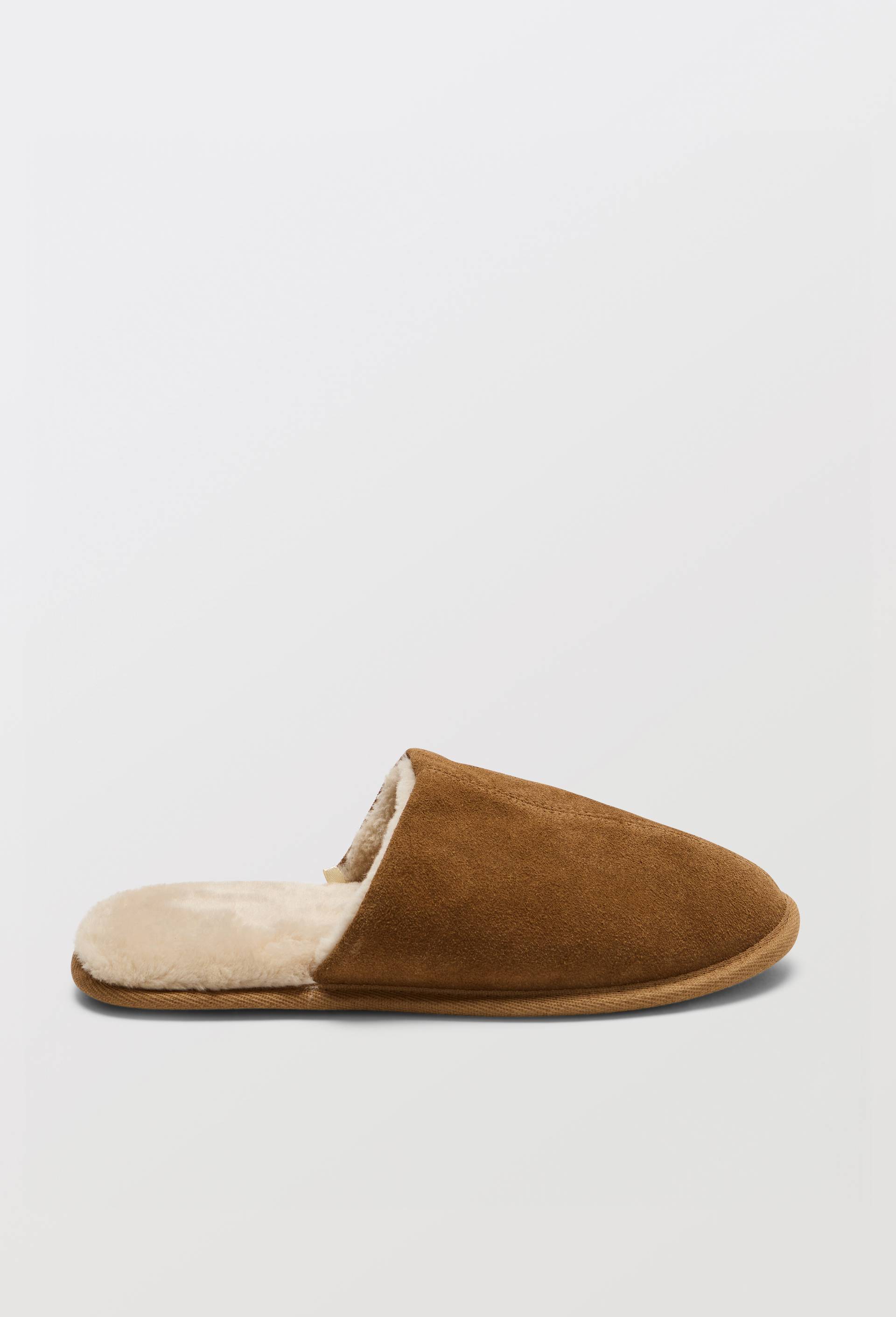 Mules fourr&eacute;es en cuir suede, Brun clair, large image number 1.0