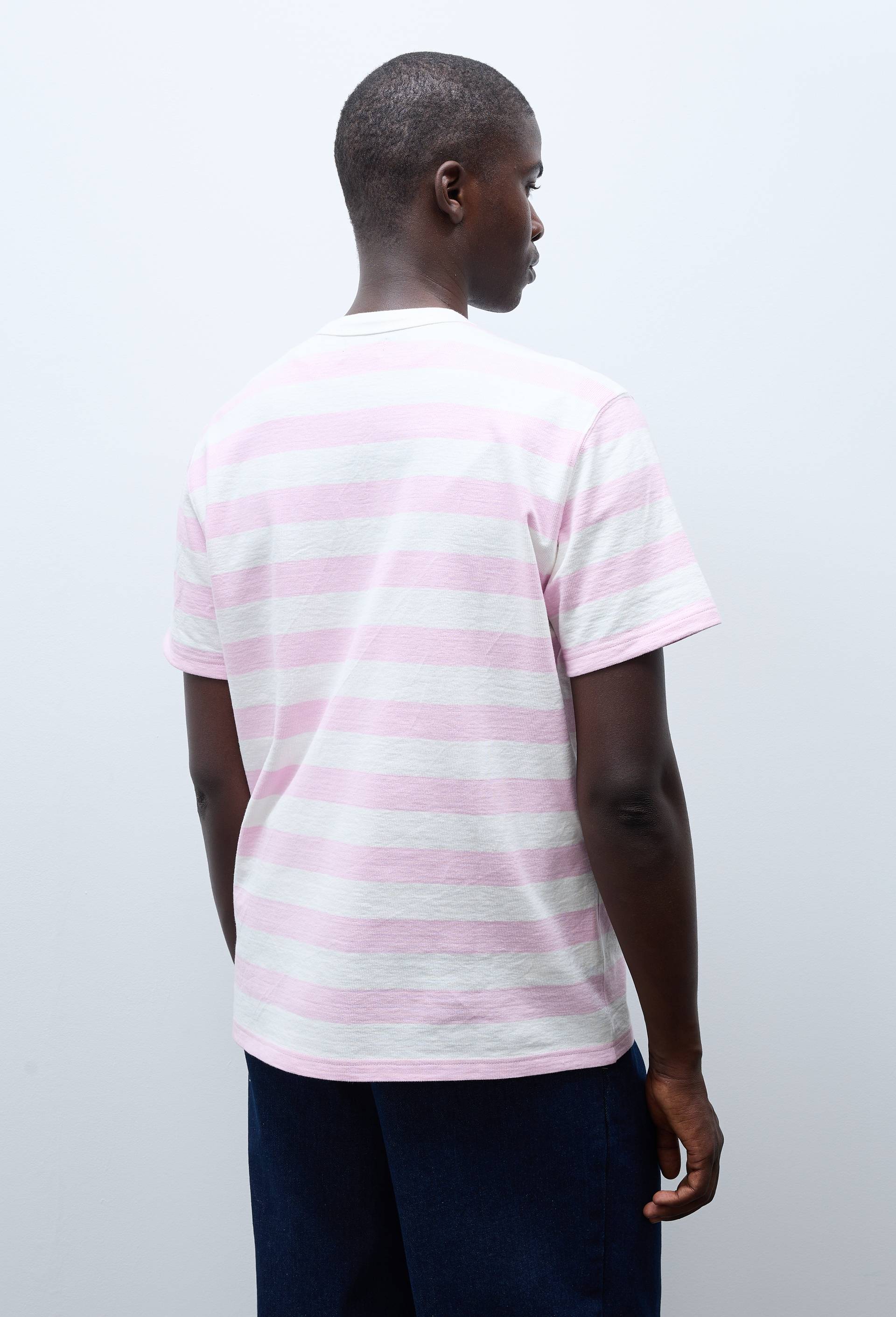 T-shirt manches courtes interlock ray&eacute;es en coton BIO GOTS, Rose, large image number 2