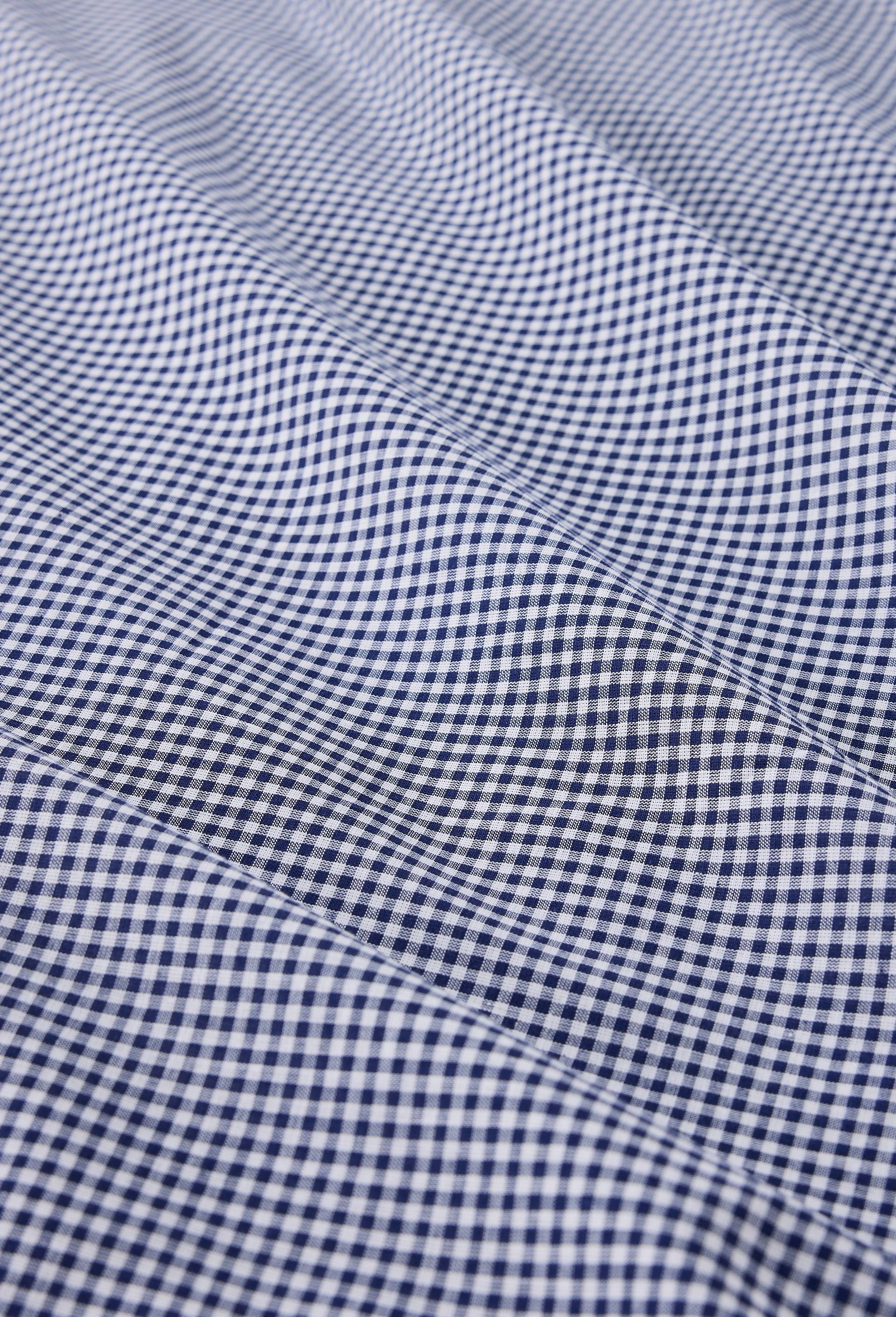 Lot housse de couette et une taie carr&eacute;e vichy uni tiss&eacute; teint, 100% coton bio, finition bouteille, Gots et OEKOTEX, Bleu fonc&eacute;, large image number 2.0