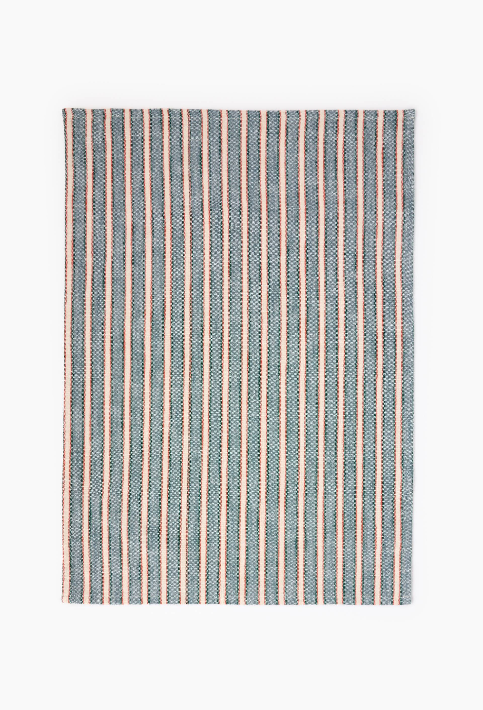 Torchon &agrave; bandes, 50x70cm, coton, Vert fonc&eacute;, large image number 1.0