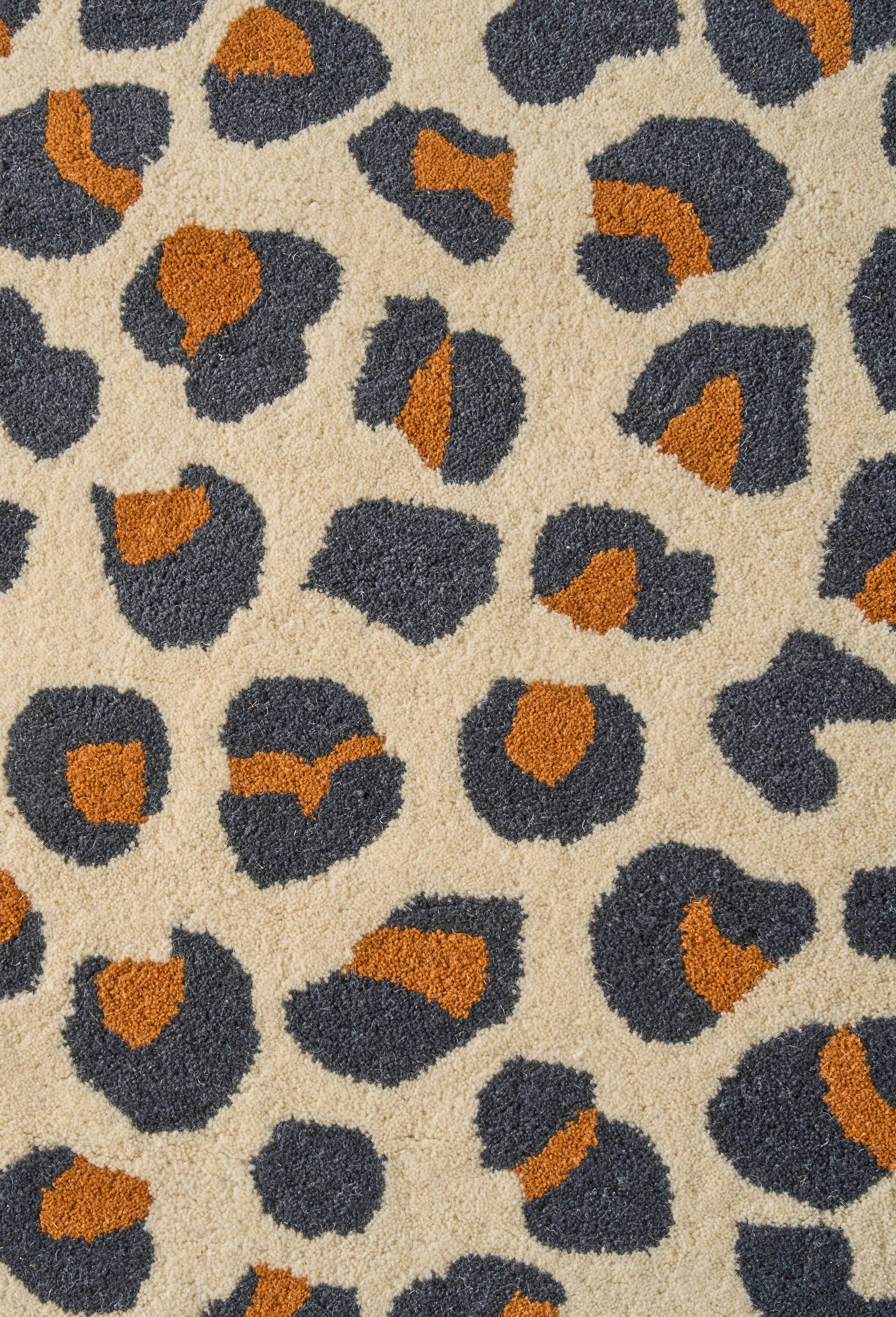 Tapis tuft&eacute; l&eacute;opard , 100% laine, Beige clair, large image number 1.0