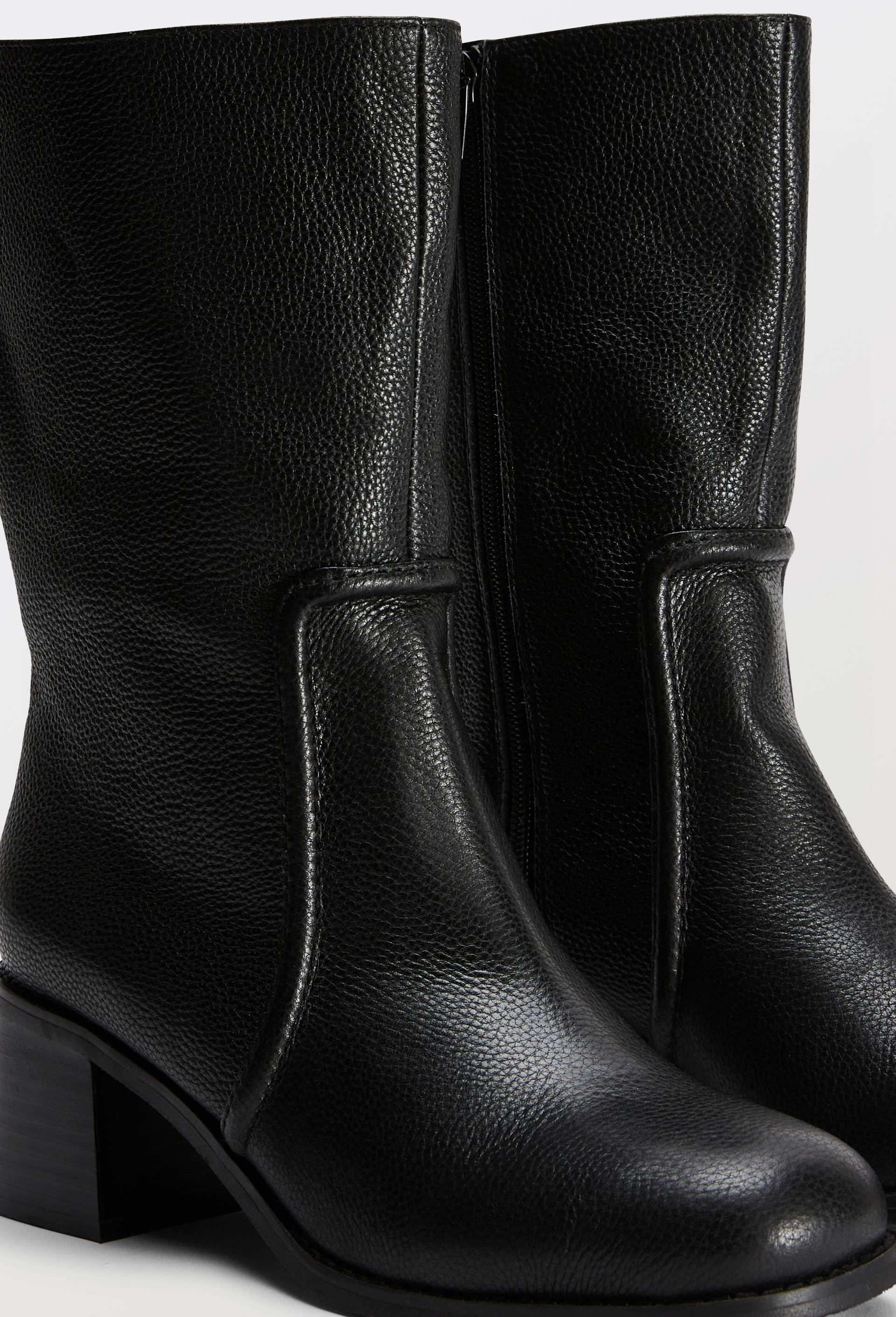 Bottes &agrave; talon en cuir, Noir, large image number 2.0