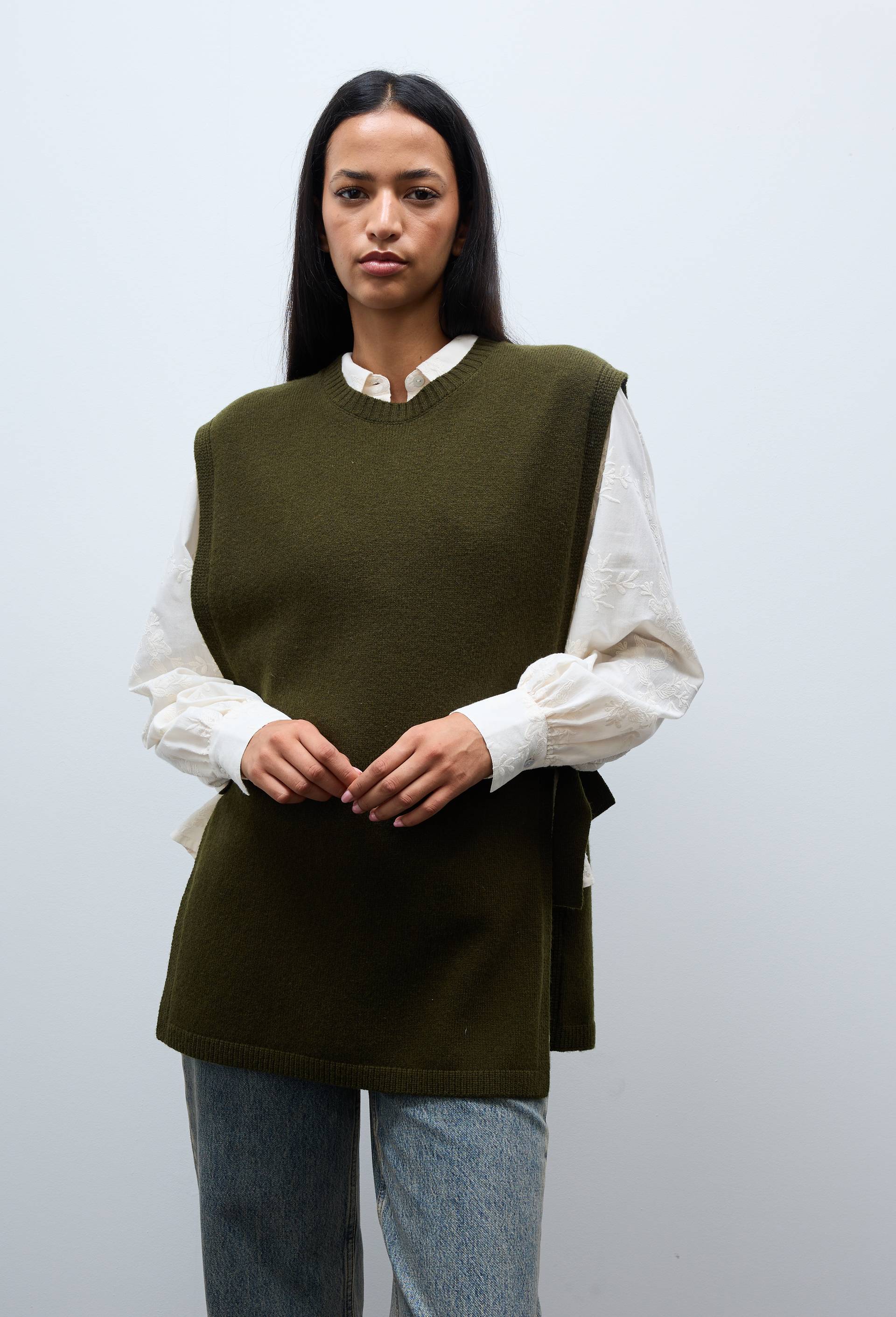 Poncho en laine, Vert fonc&eacute;, large image number 0