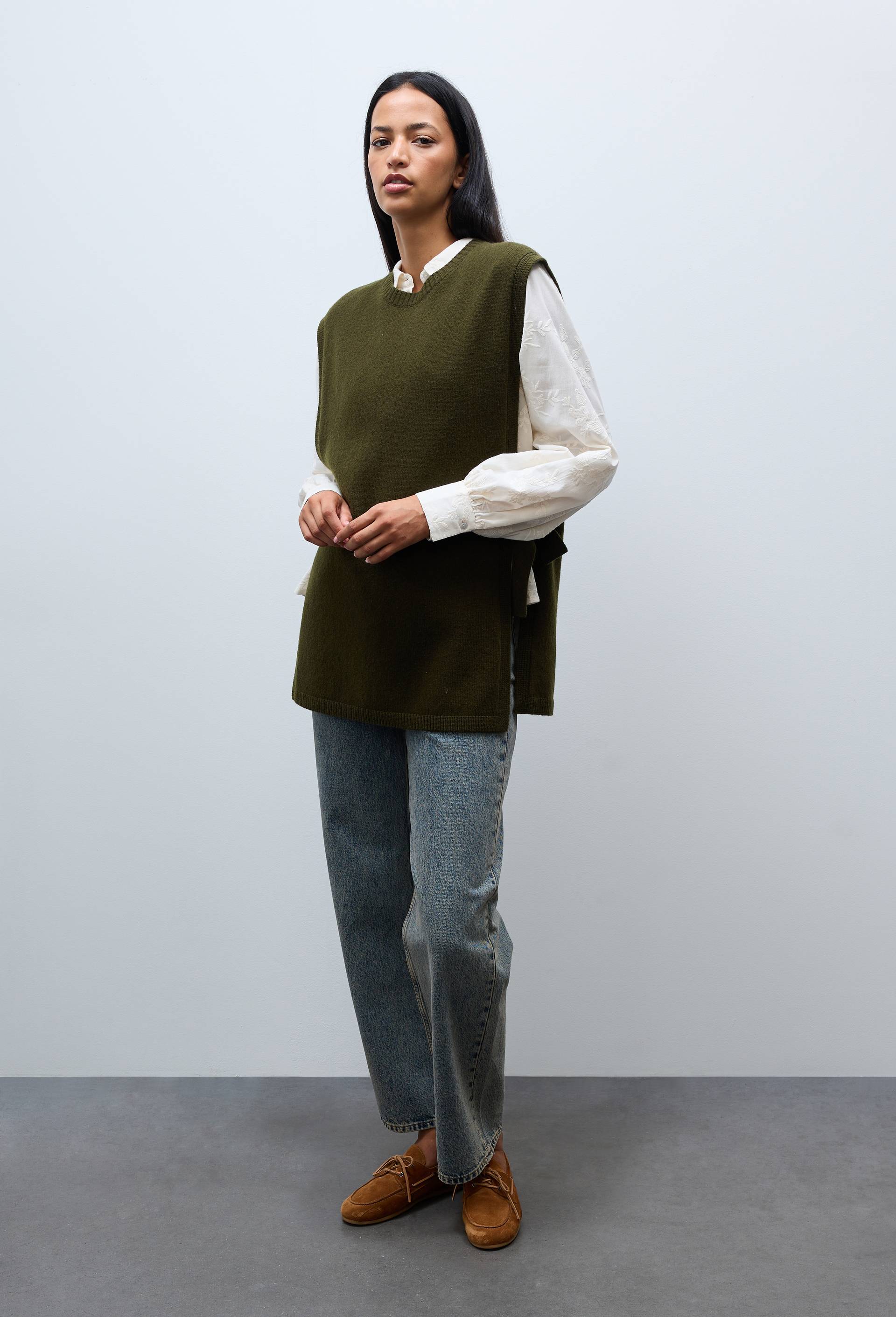 Poncho en laine, Vert fonc&eacute;, large image number 1.0